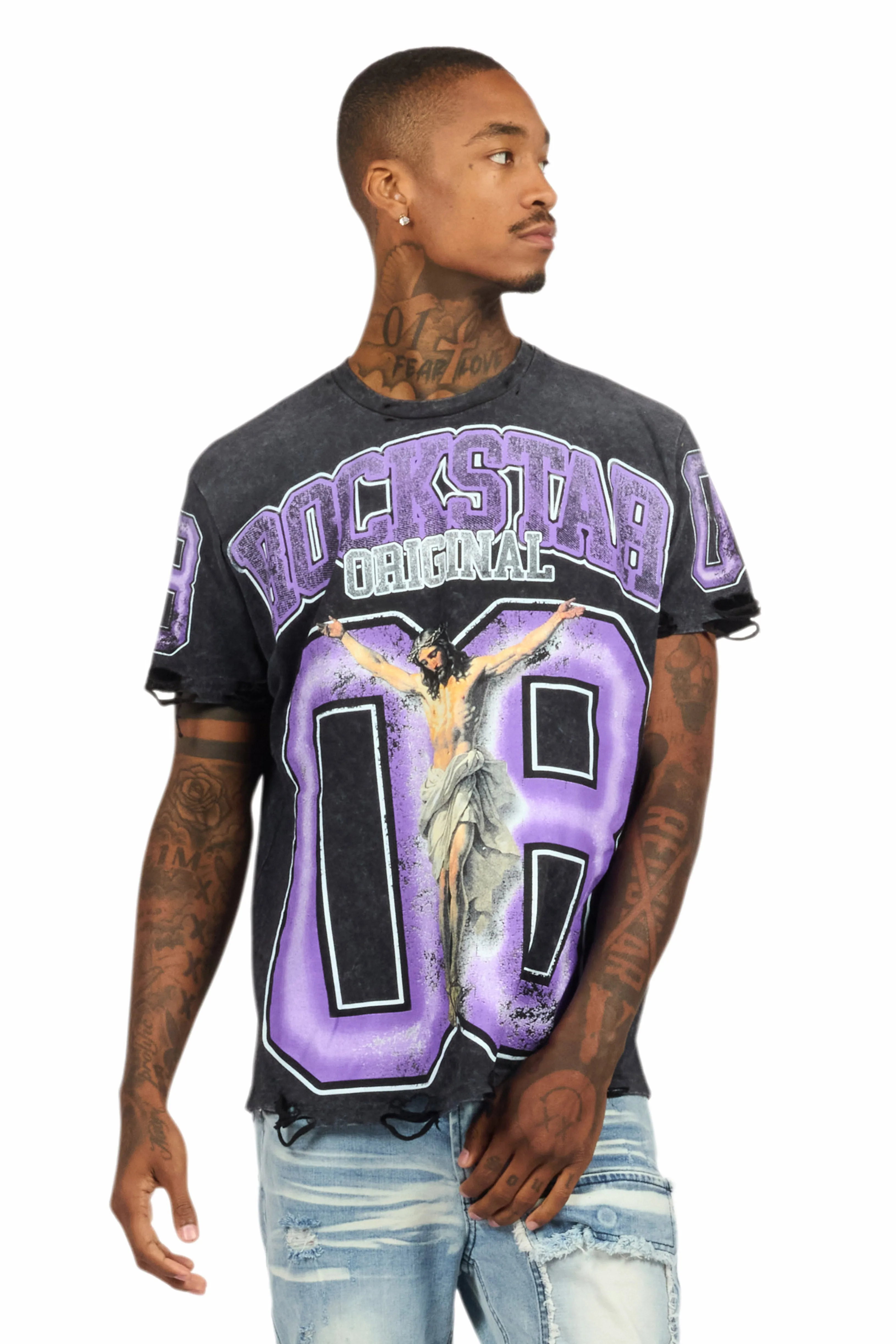 Fields Black/Purple Oversized Graphic T-Shirt sold by Rockstar Original product image thumbnail 2