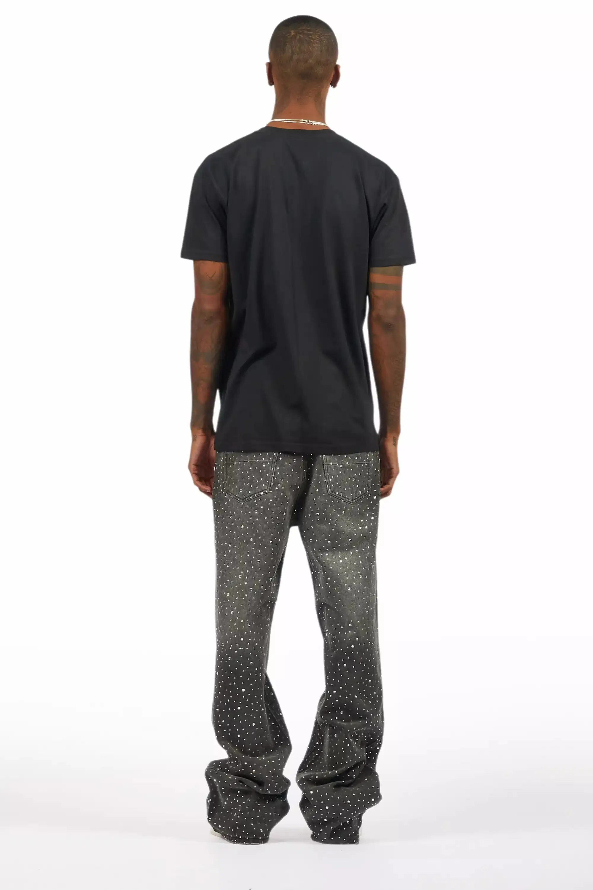 Discolite Rhinestone Grey Baggy Jean sold by Rockstar Original product image thumbnail 5