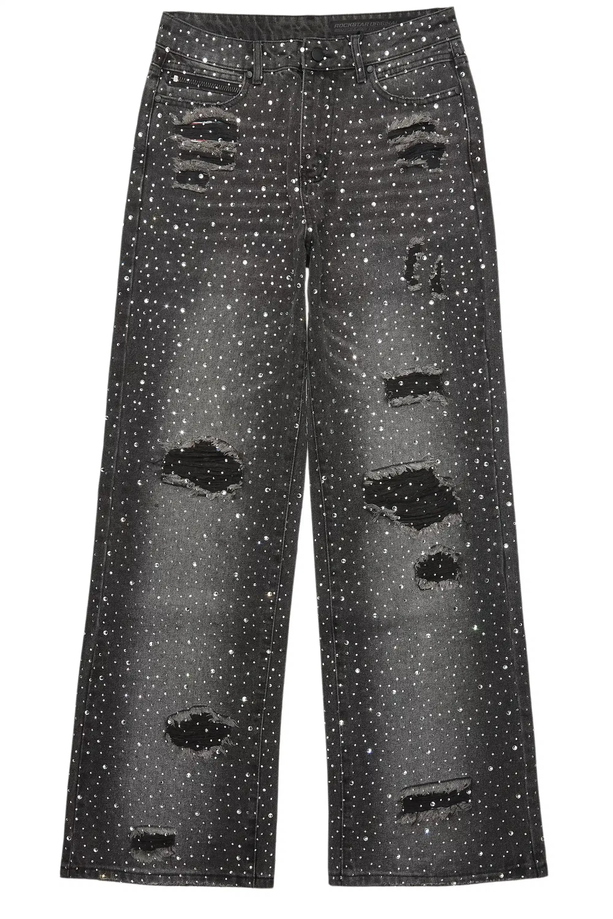 Discolite Rhinestone Grey Baggy Jean sold by Rockstar Original product image thumbnail 2