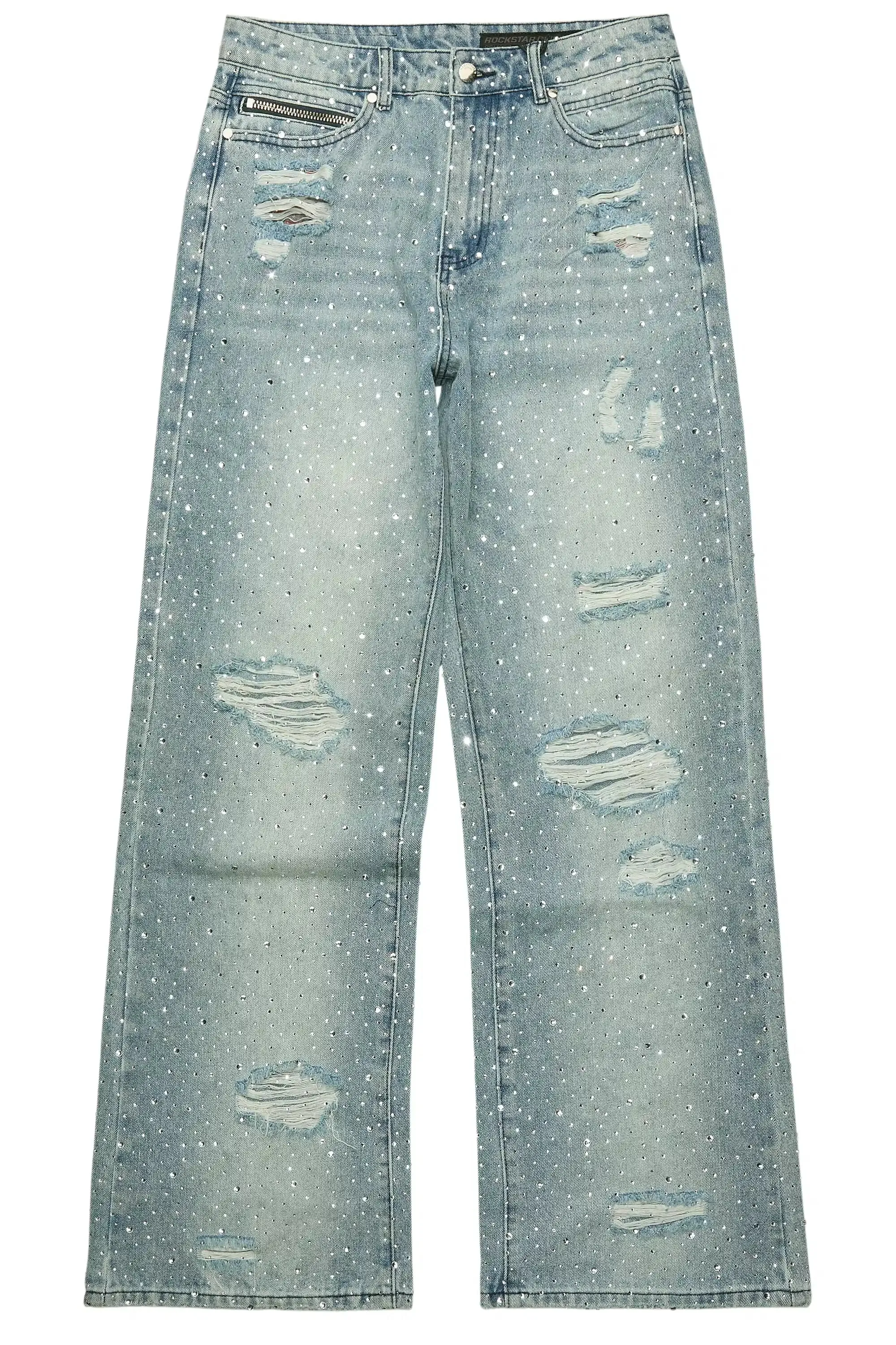 Discolite Rhinestone Light Blue Baggy Jean sold by Rockstar Original product image thumbnail 2