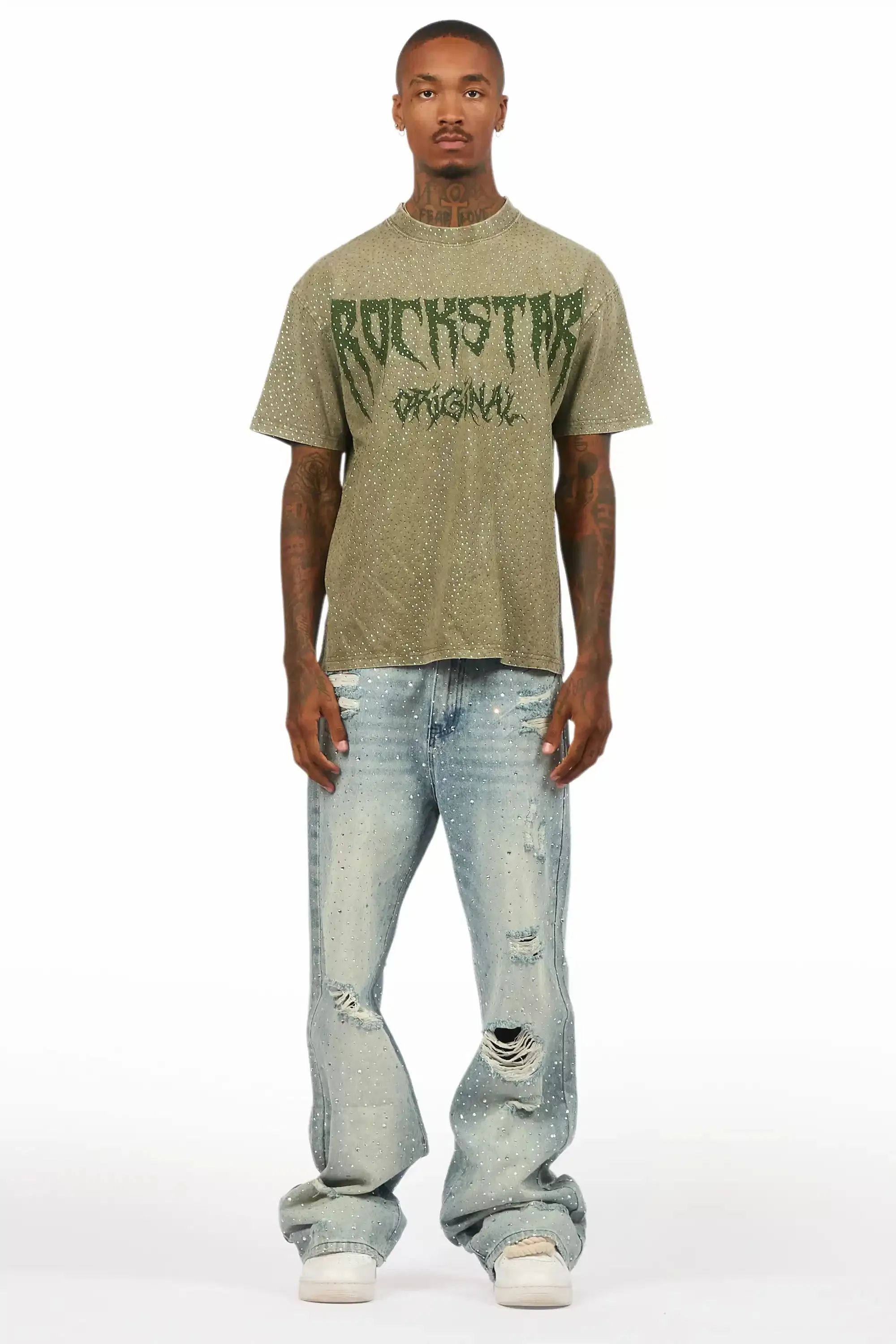 Discolite Rhinestone Light Blue Baggy Jean sold by Rockstar Original product image thumbnail 3