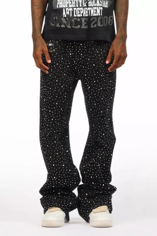 Discolite Rhinestone Jet Black Baggy Jean sold by Rockstar Original