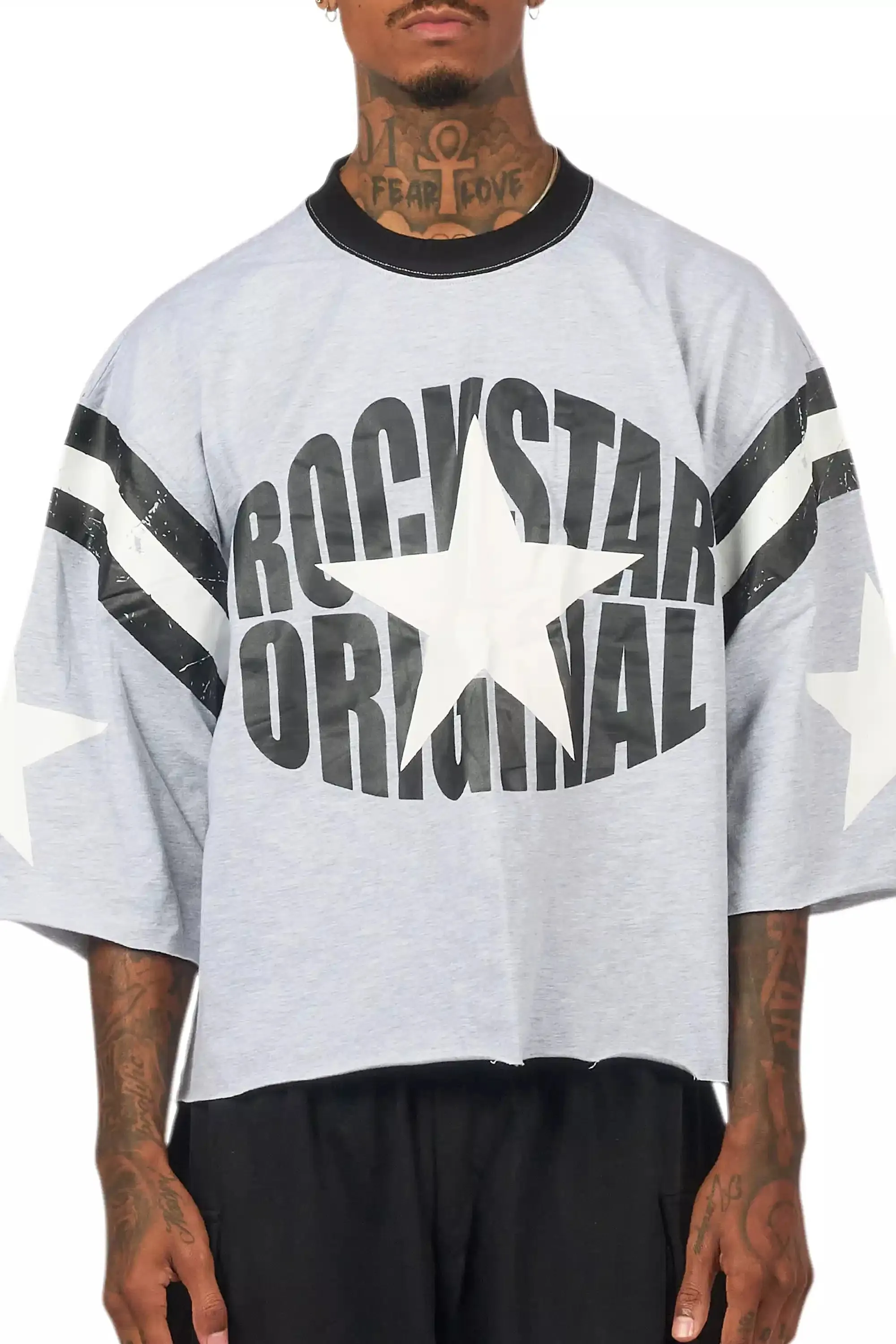 States Grey Boxy Crop T-Shirt sold by Rockstar Original product image thumbnail 5