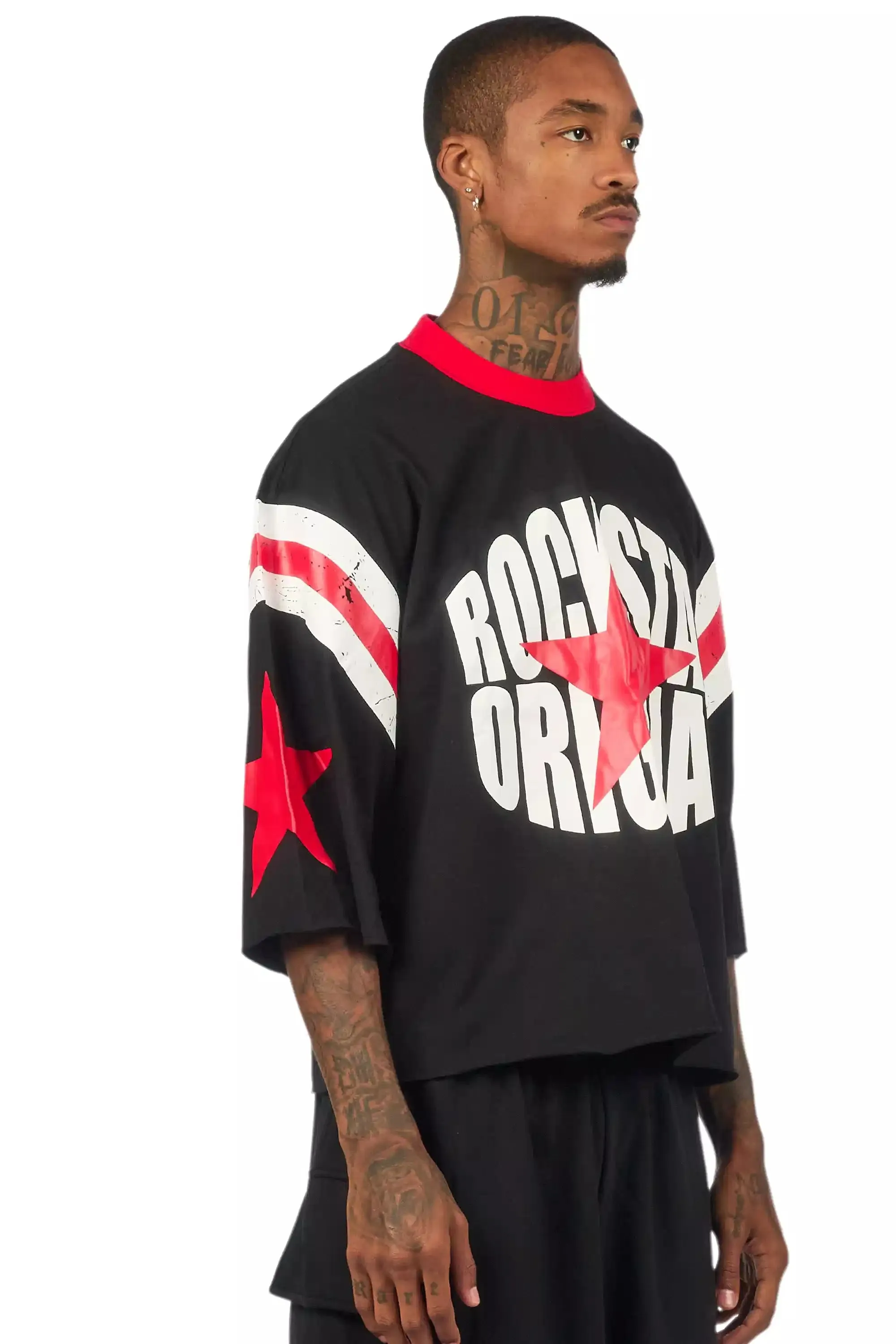 States Black Boxy Crop T-Shirt sold by Rockstar Original product image thumbnail 3