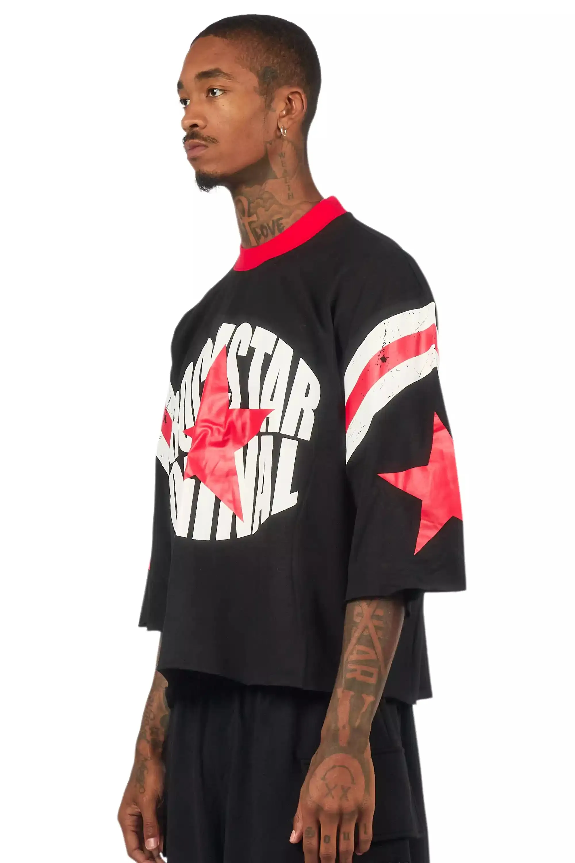 States Black Boxy Crop T-Shirt sold by Rockstar Original product image thumbnail 4