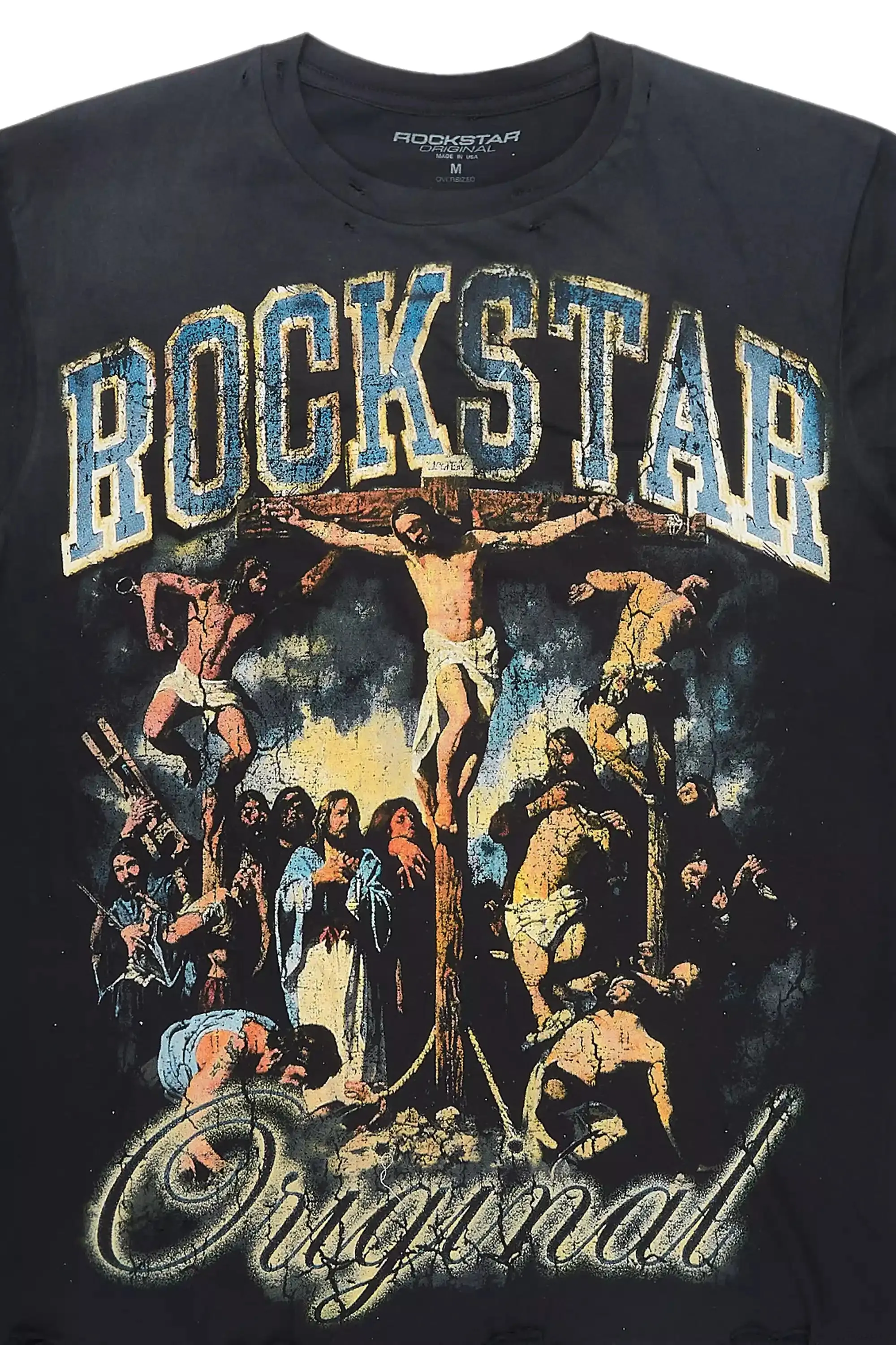 Waller Black Distressed Oversized Graphic T-Shirt sold by Rockstar Original product image thumbnail 2