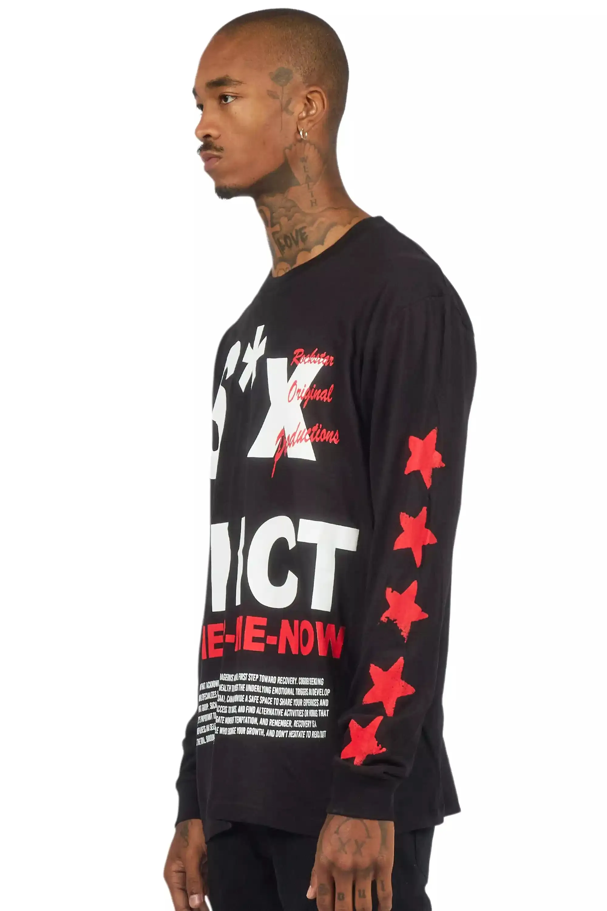 Addict Black/Red Long Sleeve Graphic T-Shirt sold by Rockstar Original product image thumbnail 4