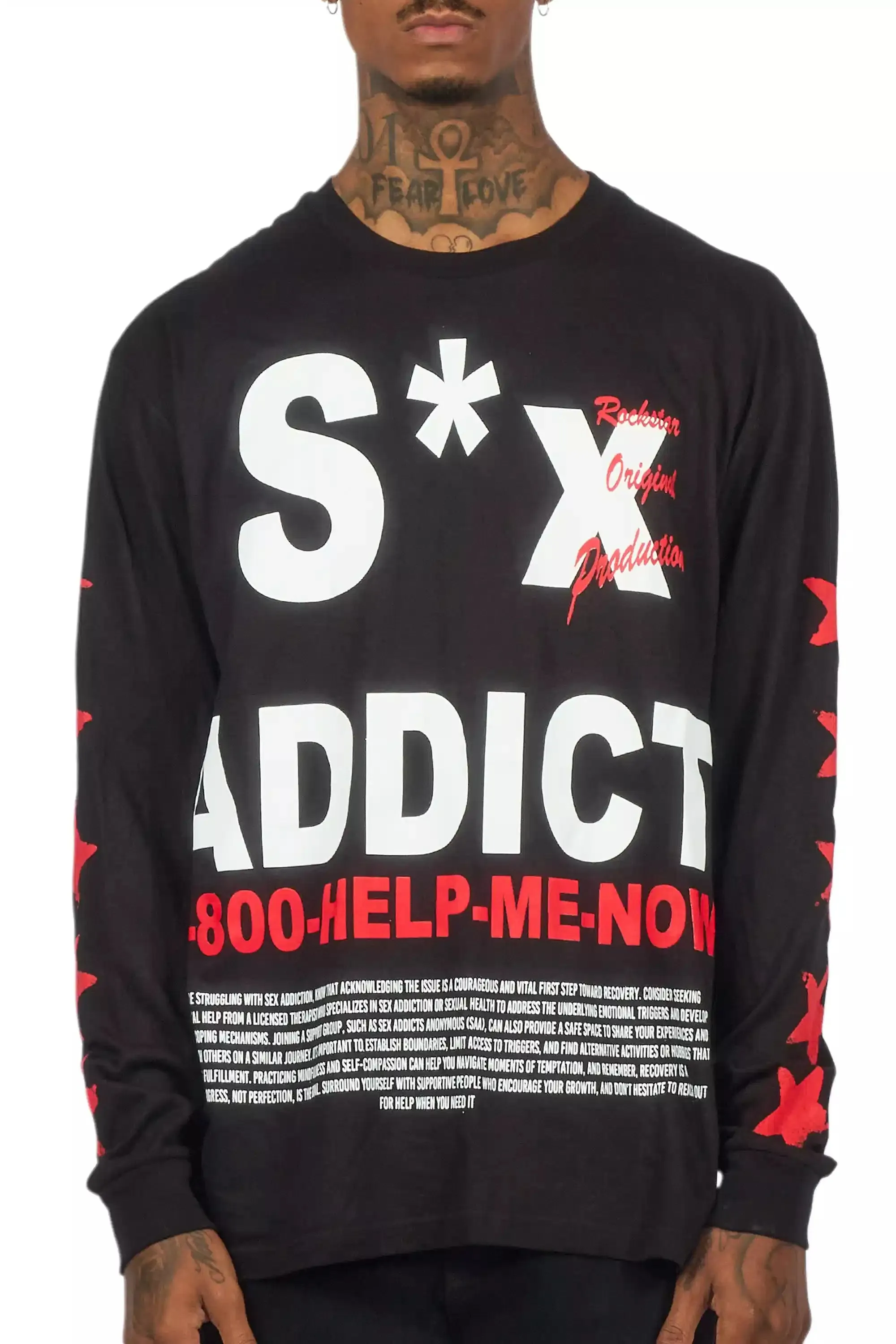 Addict Black/Red Long Sleeve Graphic T-Shirt sold by Rockstar Original product image thumbnail 5