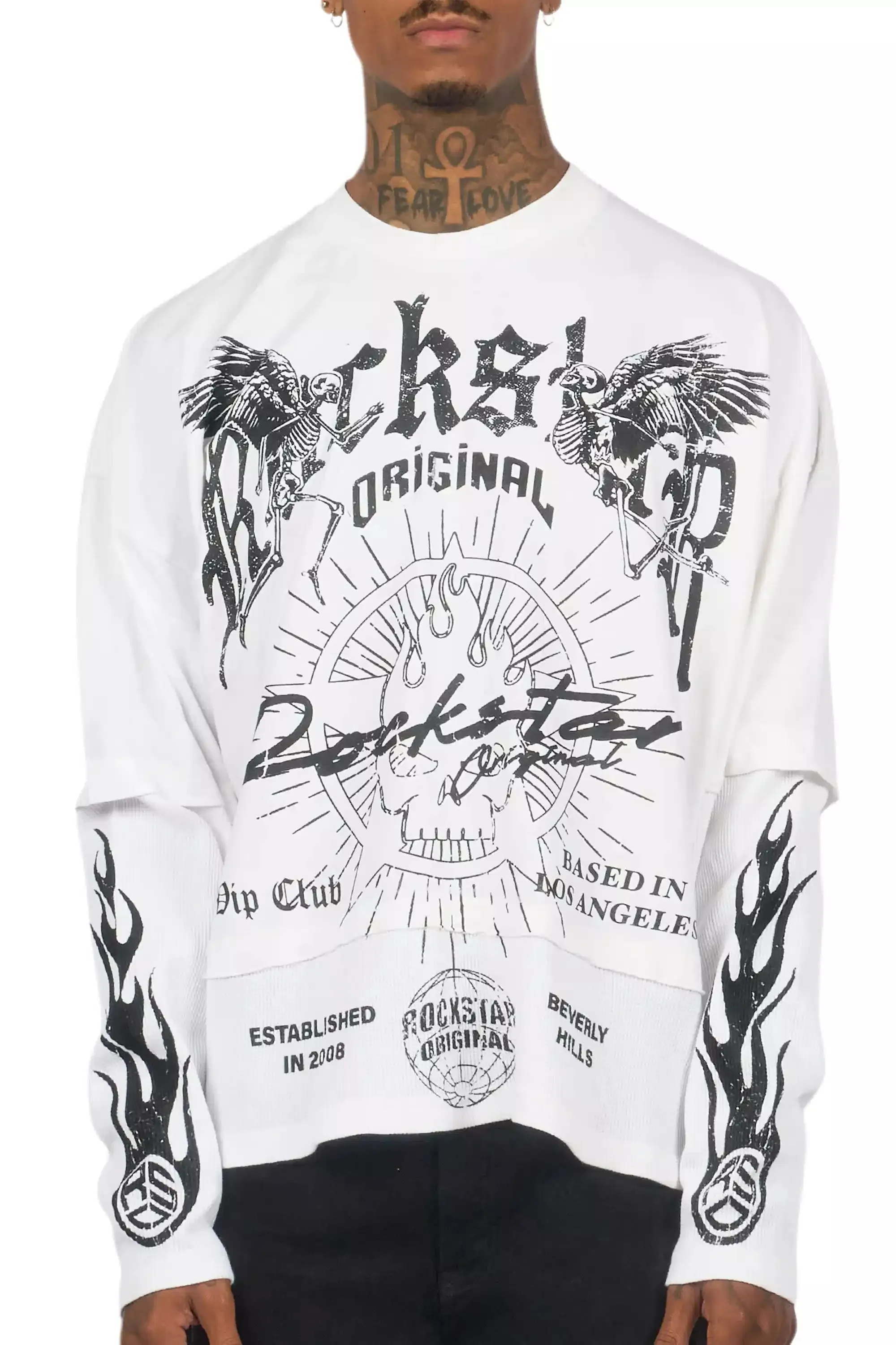 Tally White/Black Boxy Crop Double Layer Tee sold by Rockstar Original product image thumbnail 5