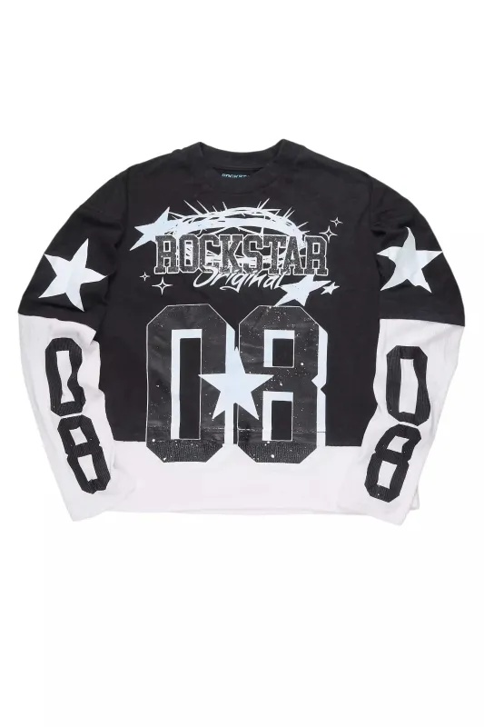 Allstar Vintage Black/White Boxy Crop Double Layer Tee sold by Rockstar Original