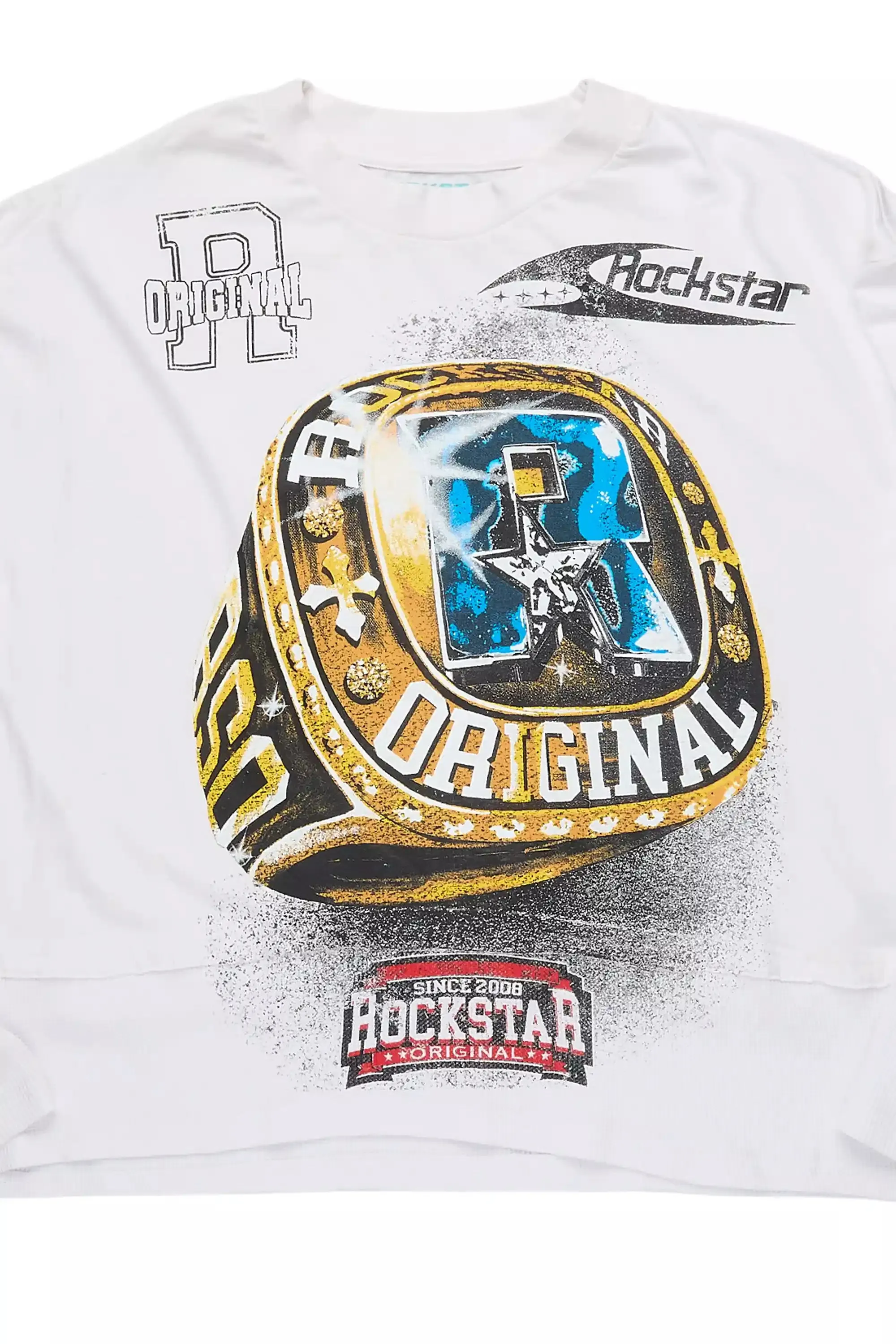 Gemchamp White/Black Boxy Crop Double Layer Tee sold by Rockstar Original product image thumbnail 2