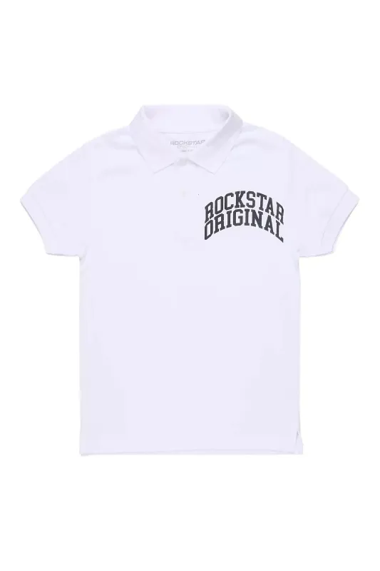 Boys Pete White/Black Polo sold by Rockstar Original