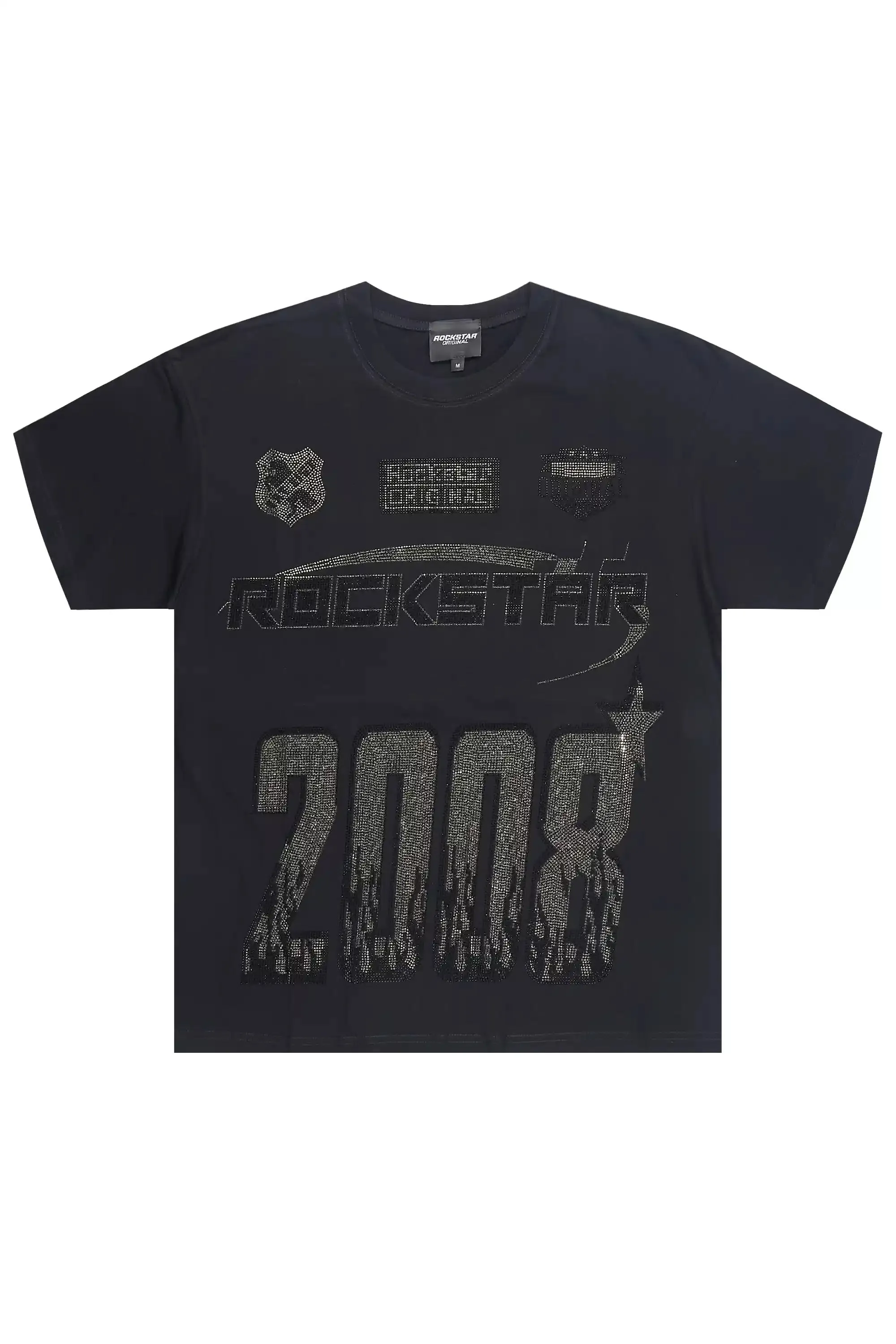 Amos 2.0 Black Graphic Rhinestone T-Shirt sold by Rockstar Original