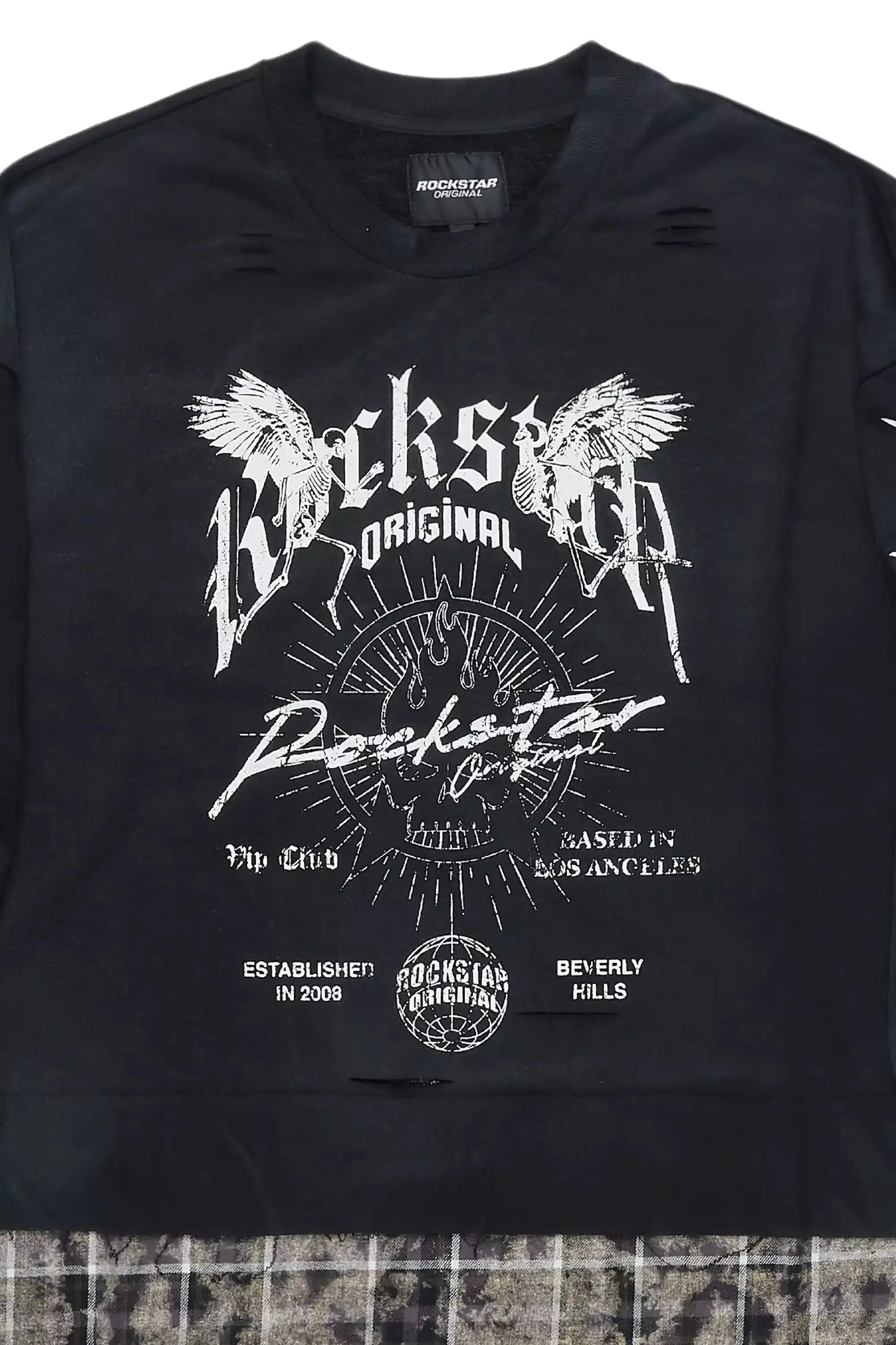 Hundo Black Graphic Flannel Crewneck sold by Rockstar Original product image thumbnail 2