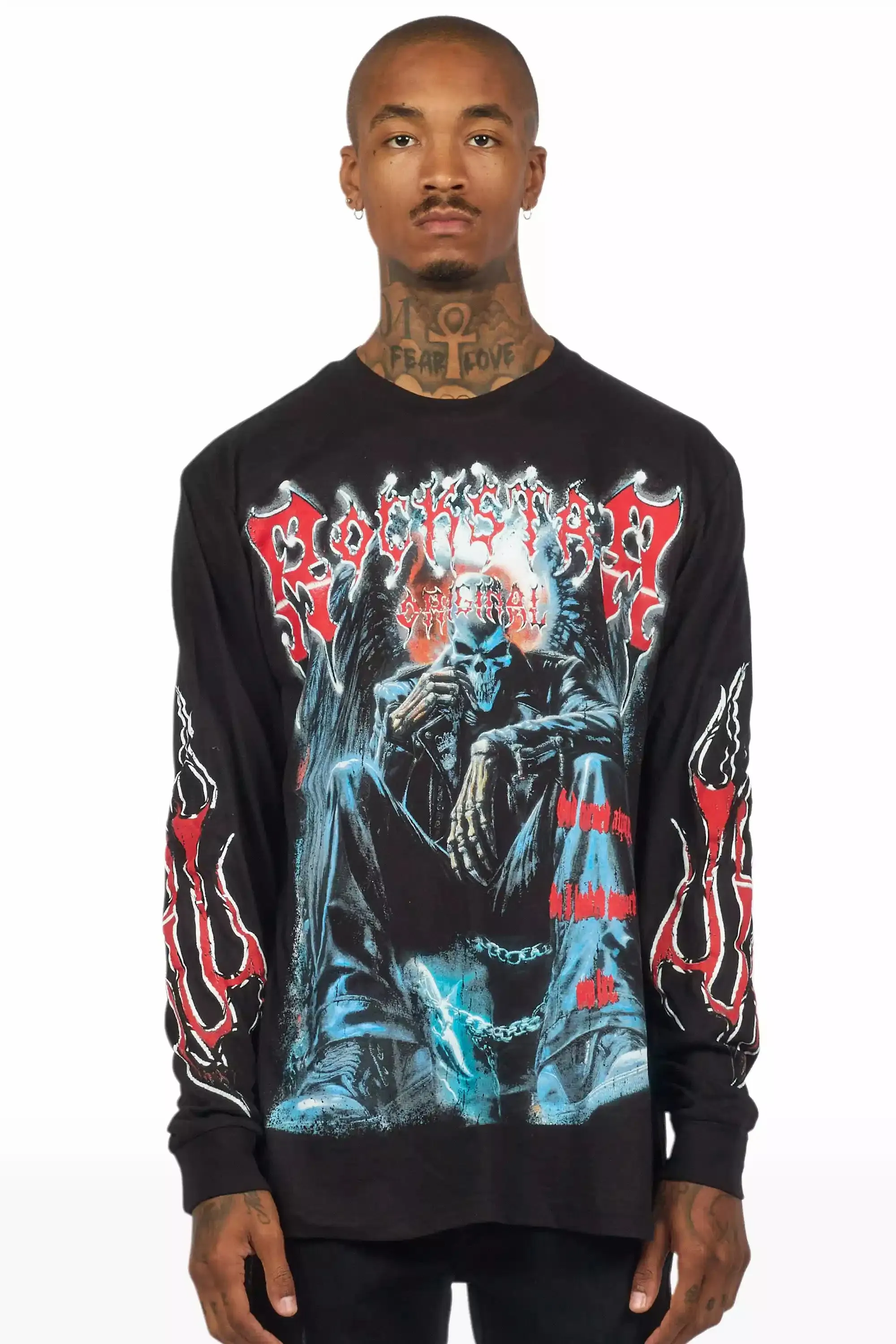 Krowne Black/Red Long Sleeve Graphic T-Shirt sold by Rockstar Original