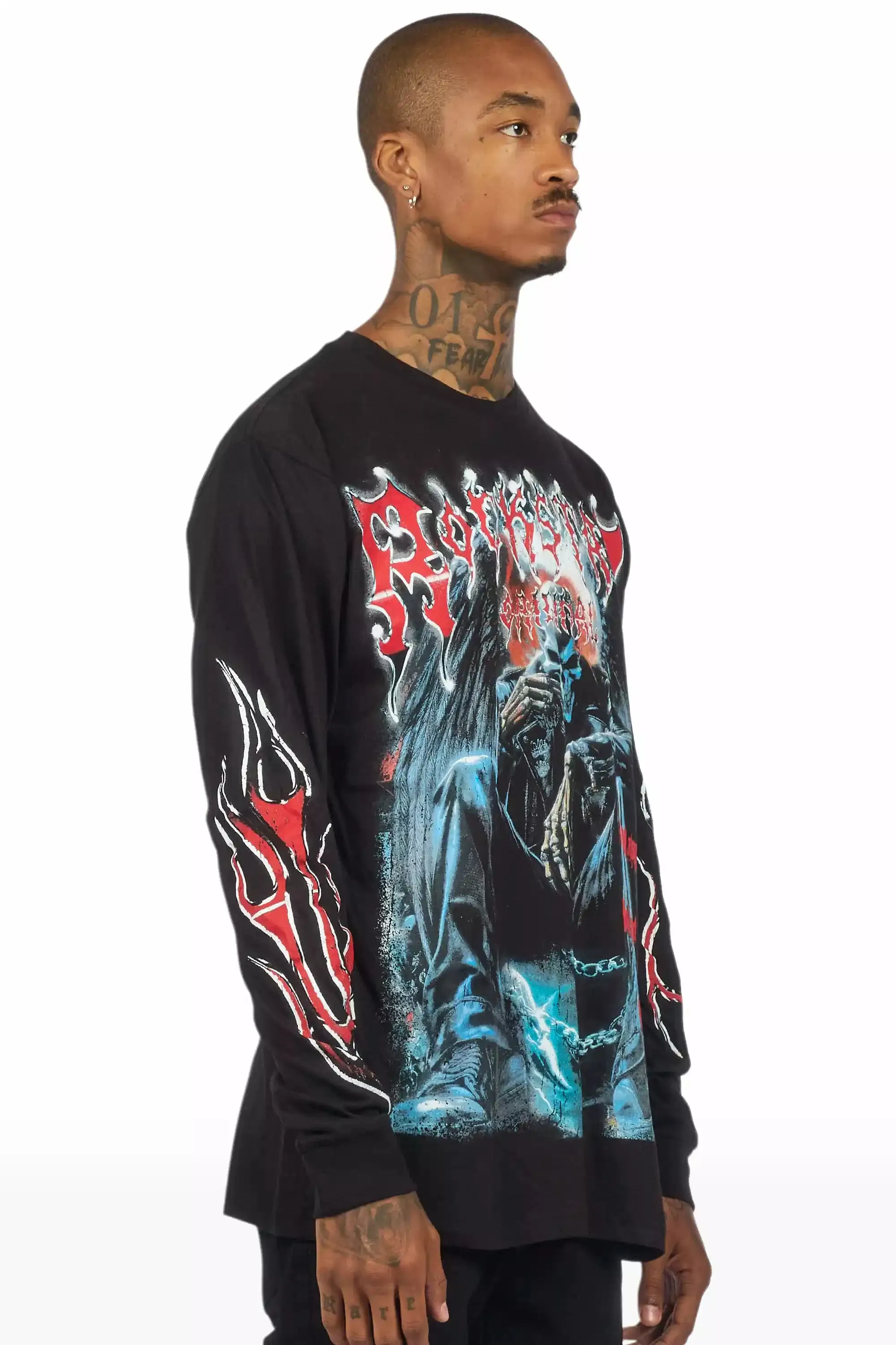 Krowne Black/Red Long Sleeve Graphic T-Shirt sold by Rockstar Original product image thumbnail 3