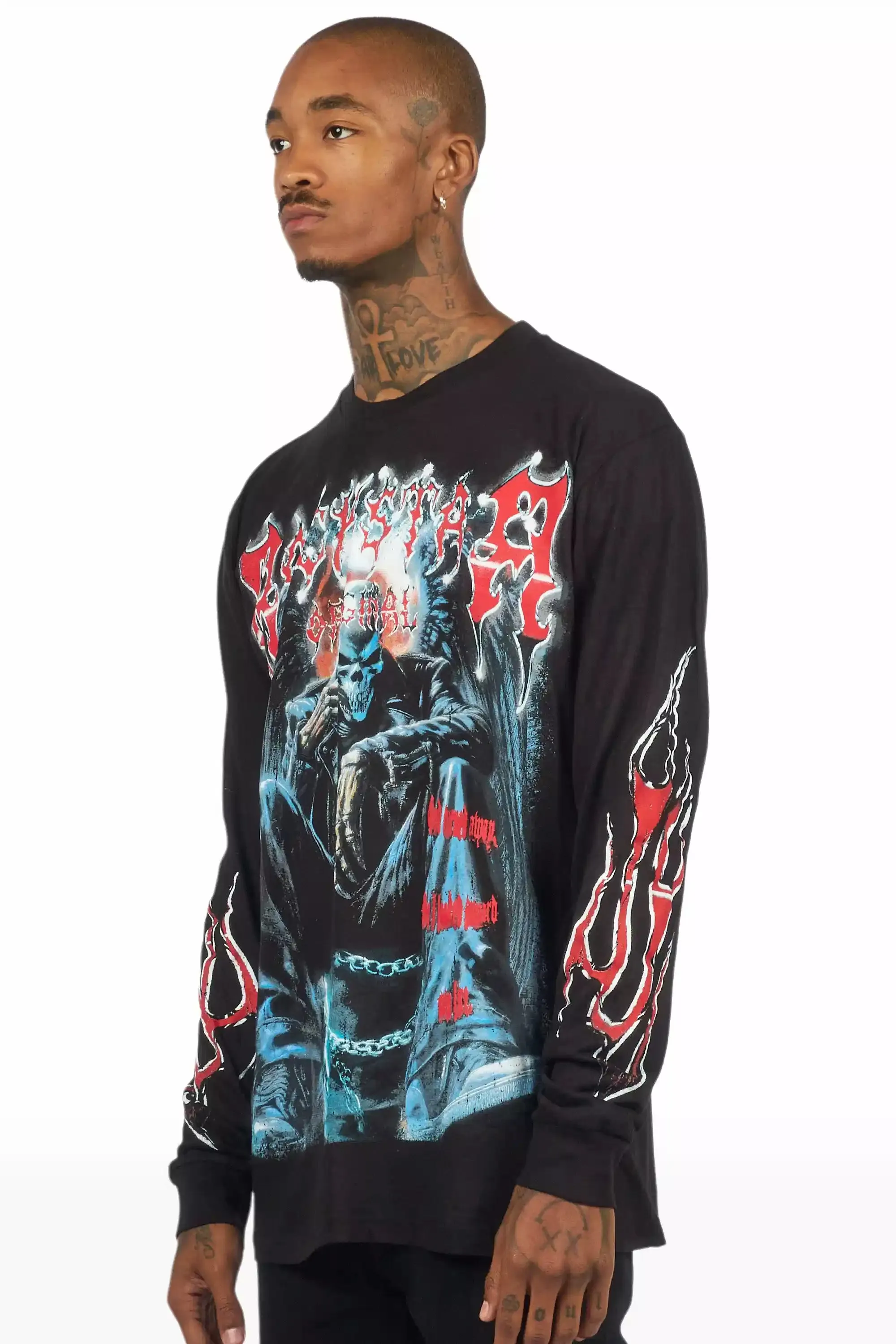 Krowne Black/Red Long Sleeve Graphic T-Shirt sold by Rockstar Original product image thumbnail 4