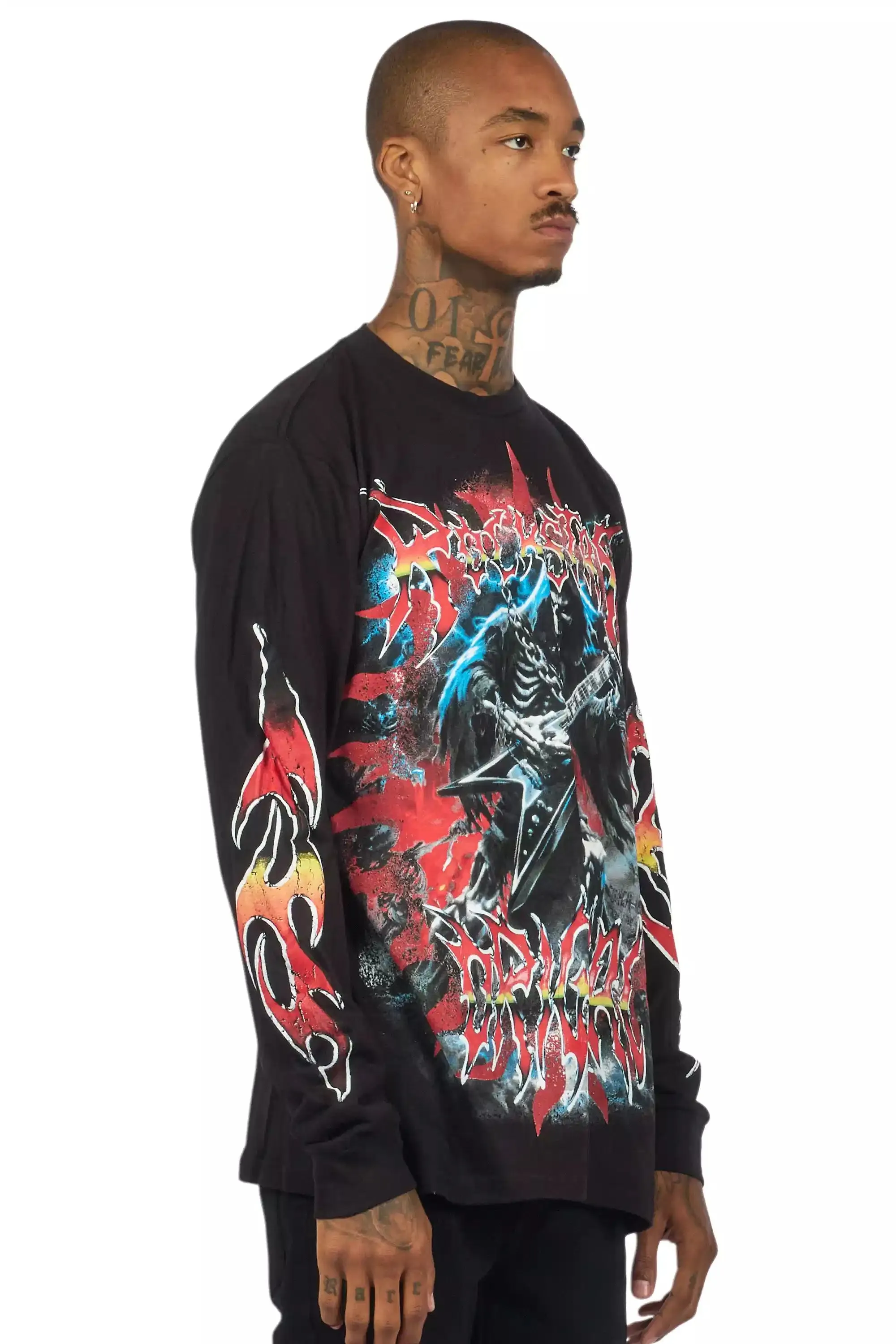 Syn Black/Red Long Sleeve Graphic T-Shirt sold by Rockstar Original product image thumbnail 3