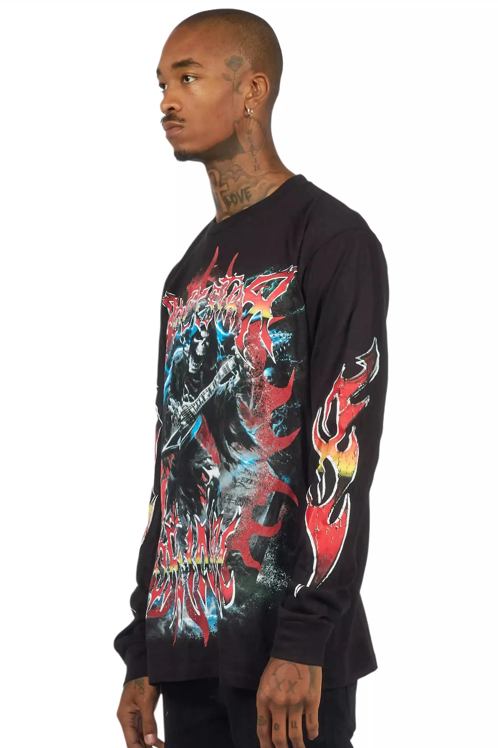 Syn Black/Red Long Sleeve Graphic T-Shirt sold by Rockstar Original product image thumbnail 4