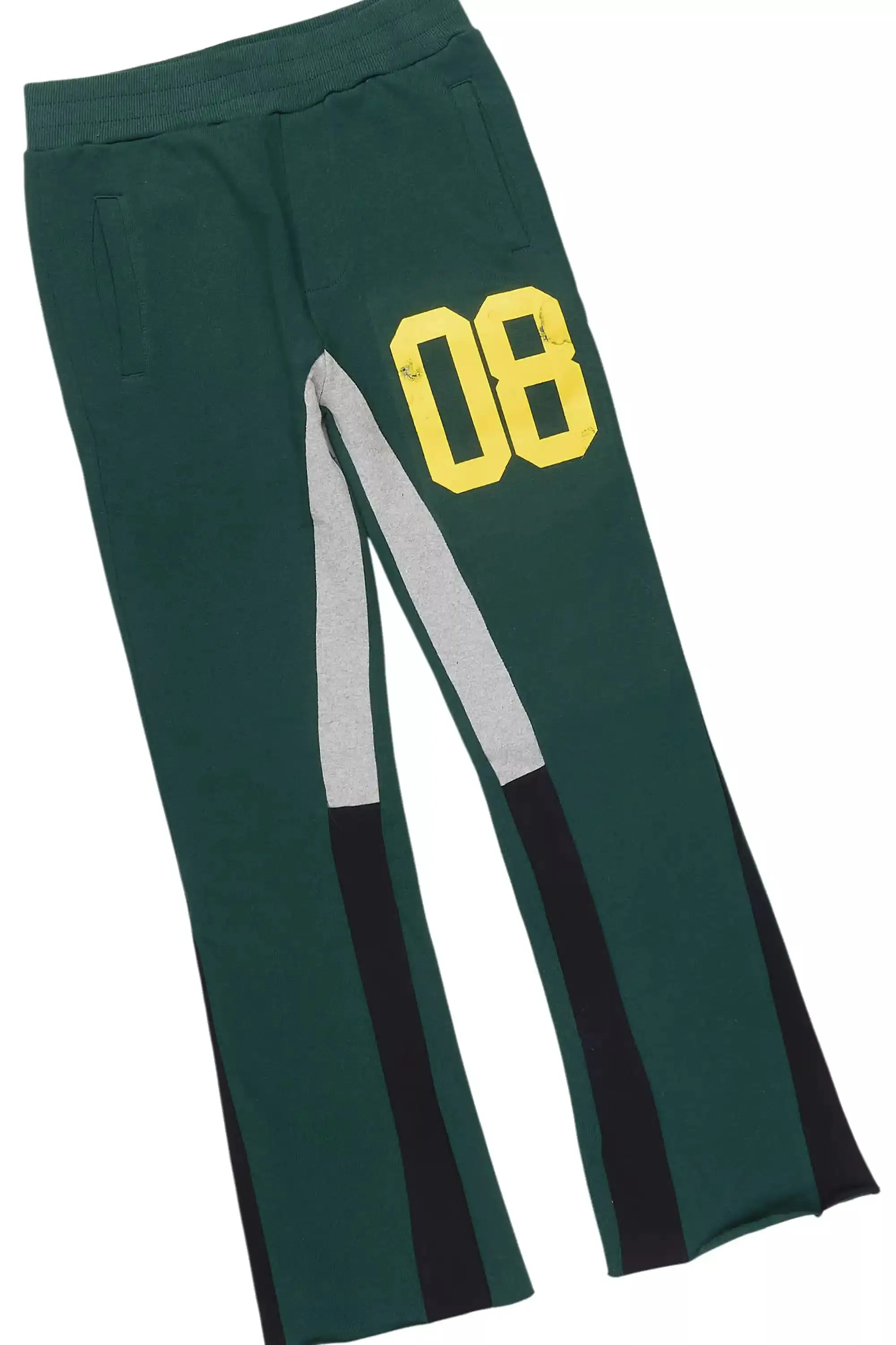 Boys Beau Green/Yellow Hoodie Stacked Flare Track Set sold by Rockstar Original product image thumbnail 3