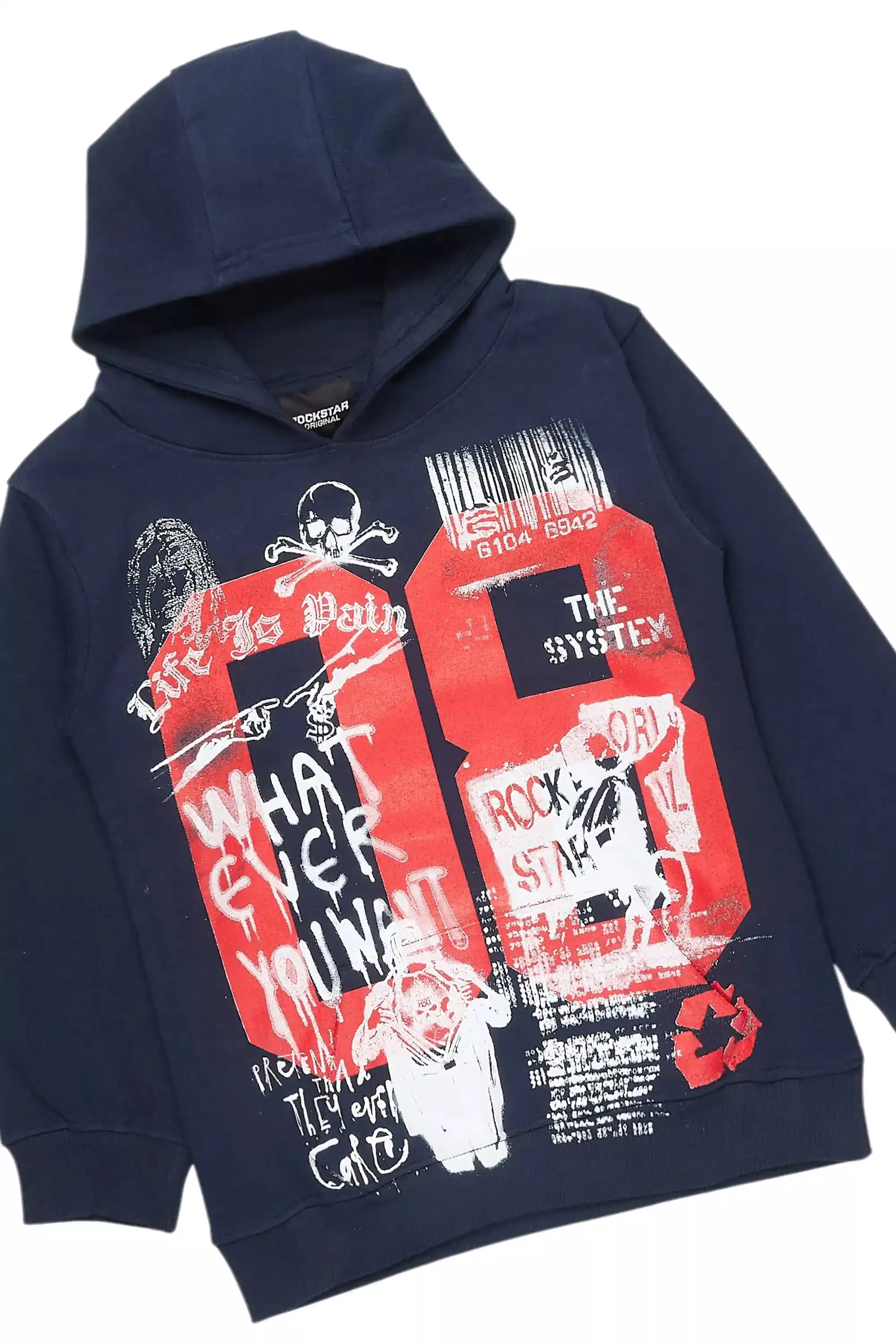 Boys Beau Navy/Red Hoodie Stacked Flare Track Set sold by Rockstar Original product image thumbnail 2