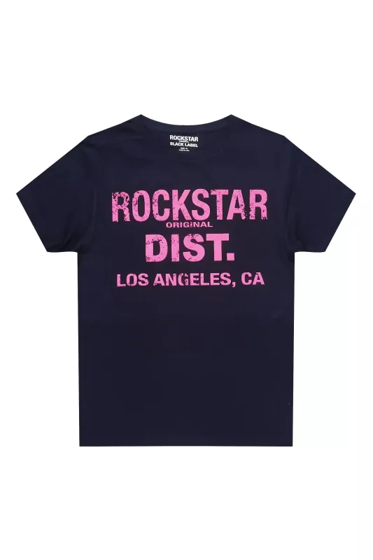 Girls Janny Navy/Fuchsia Graphic T-Shirt sold by Rockstar Original