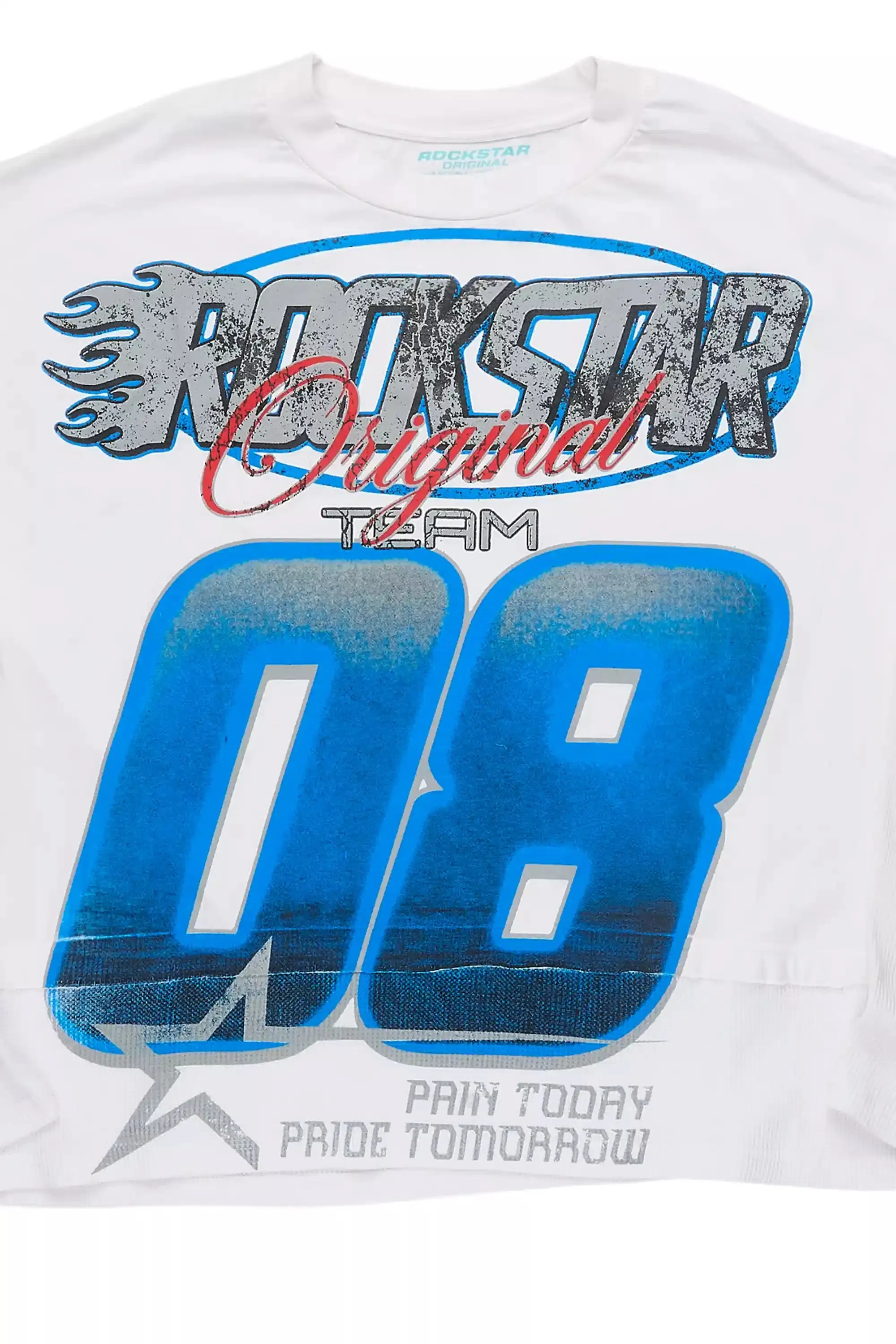 Ryker White/Blue Boxy Crop Double Layer Tee sold by Rockstar Original product image thumbnail 2