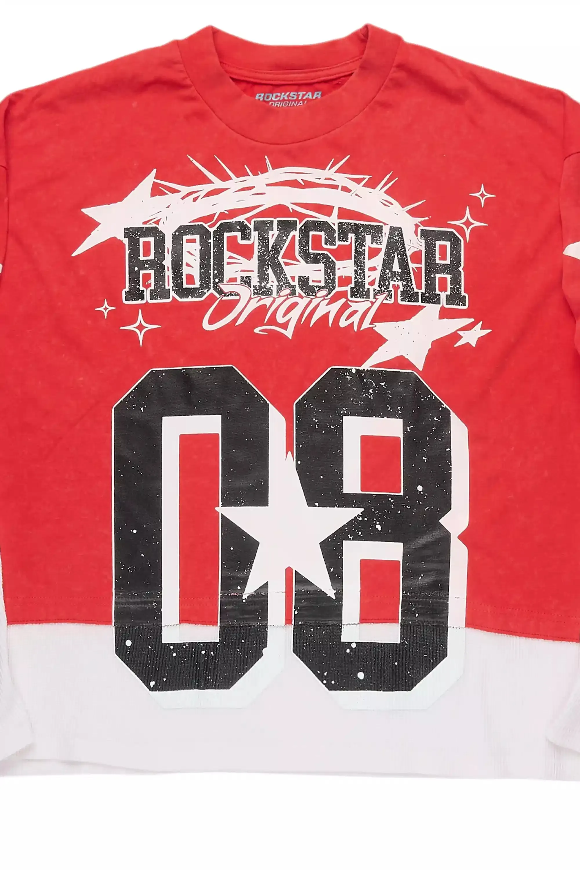 Allstar Red/White Boxy Crop Double Layer Tee sold by Rockstar Original product image thumbnail 2