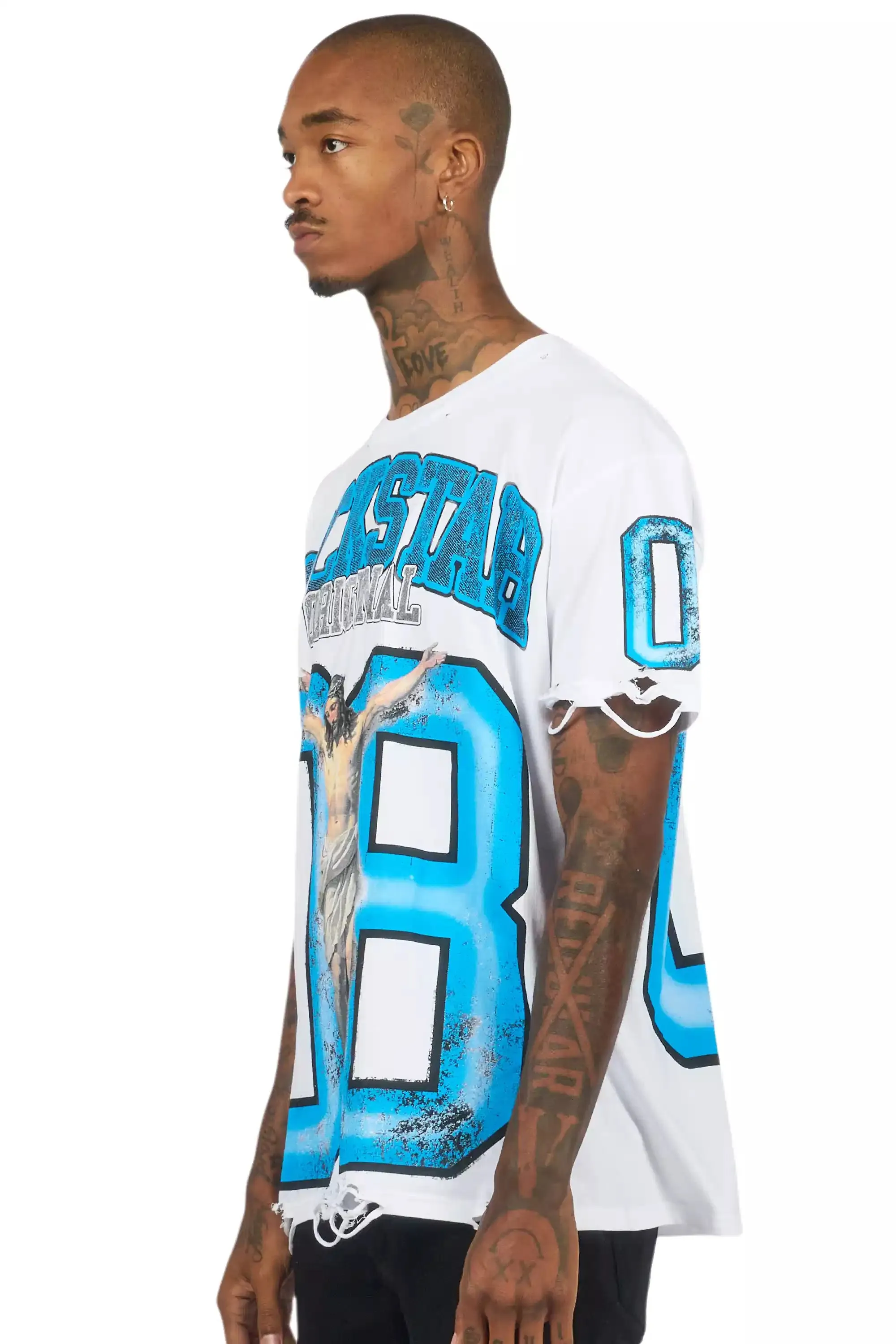 Fields White/Blue Oversized Graphic T-Shirt sold by Rockstar Original product image thumbnail 5
