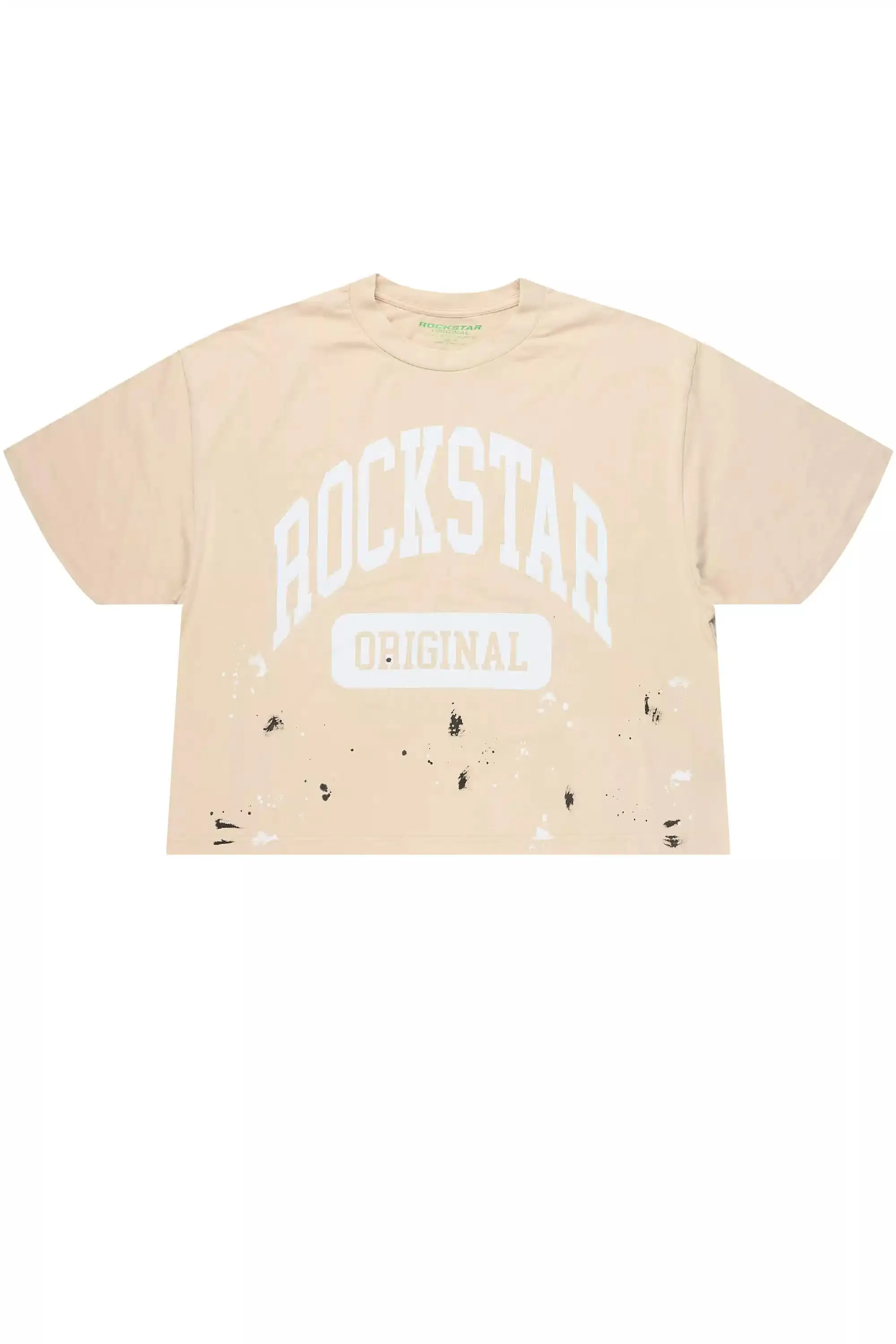 Rainer Beige/White Boxy Crop T-Shirt sold by Rockstar Original