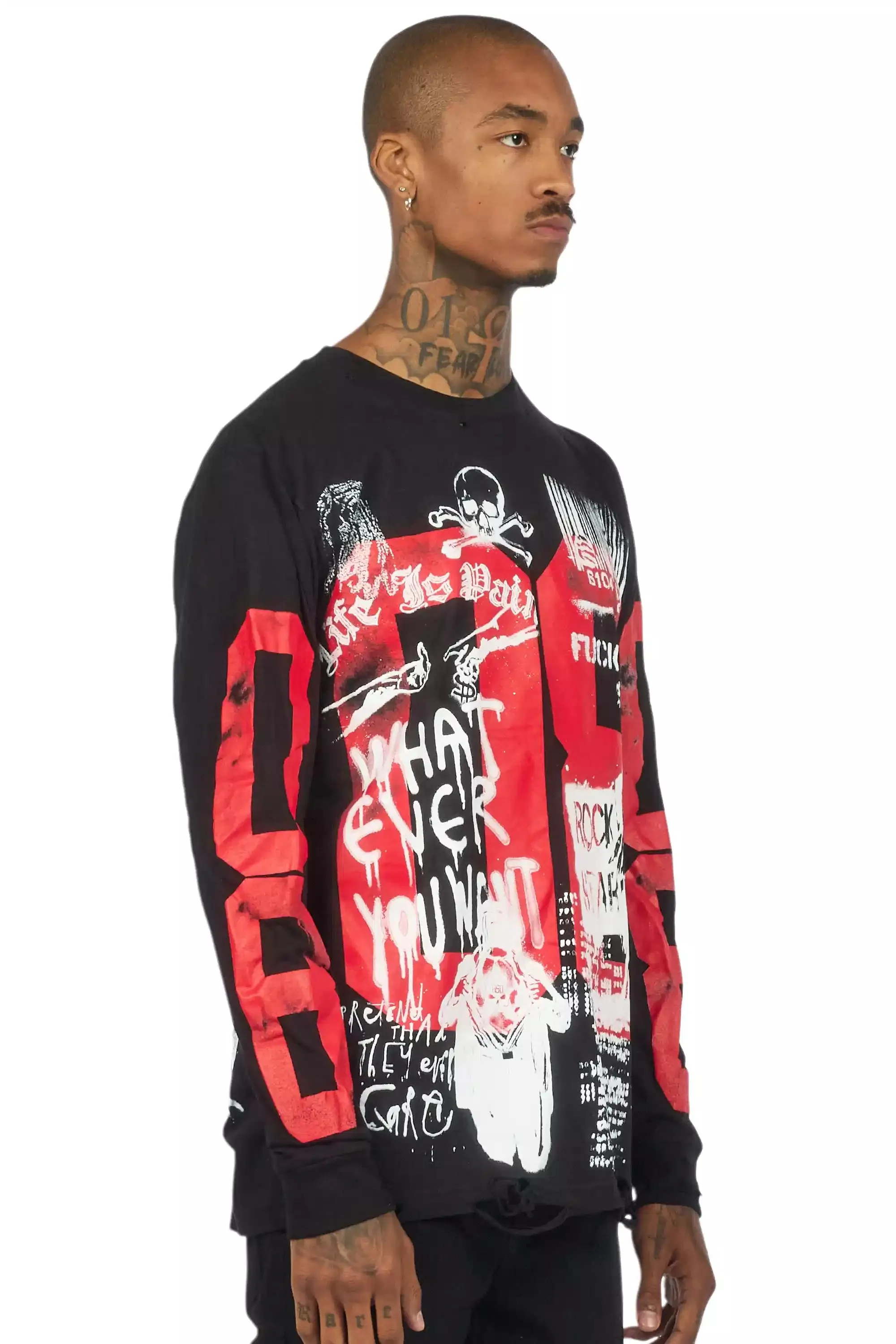 Grill Black/White Long Sleeve Graphic T-Shirt sold by Rockstar Original product image thumbnail 3