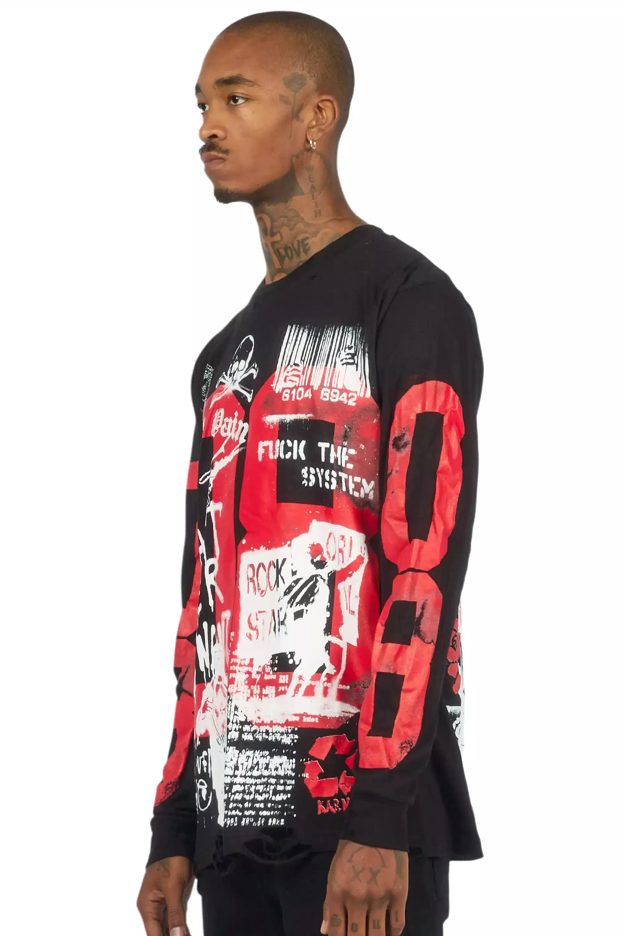 Grill Black/White Long Sleeve Graphic T-Shirt sold by Rockstar Original product image thumbnail 5