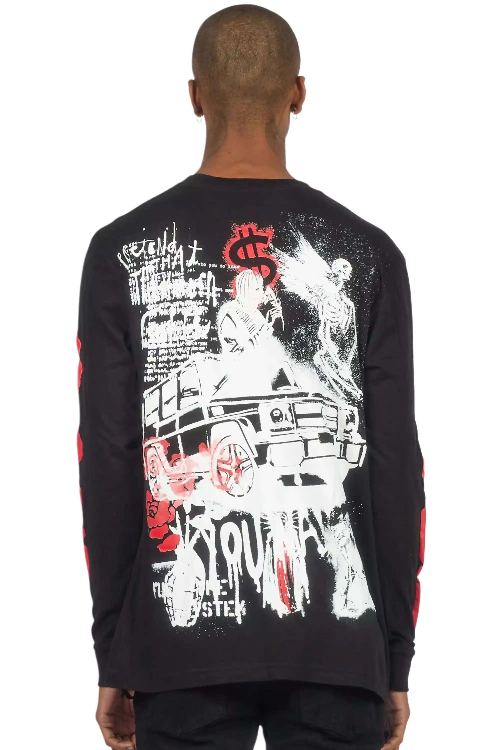 Grill Black/White Long Sleeve Graphic T-Shirt sold by Rockstar Original product image thumbnail 4
