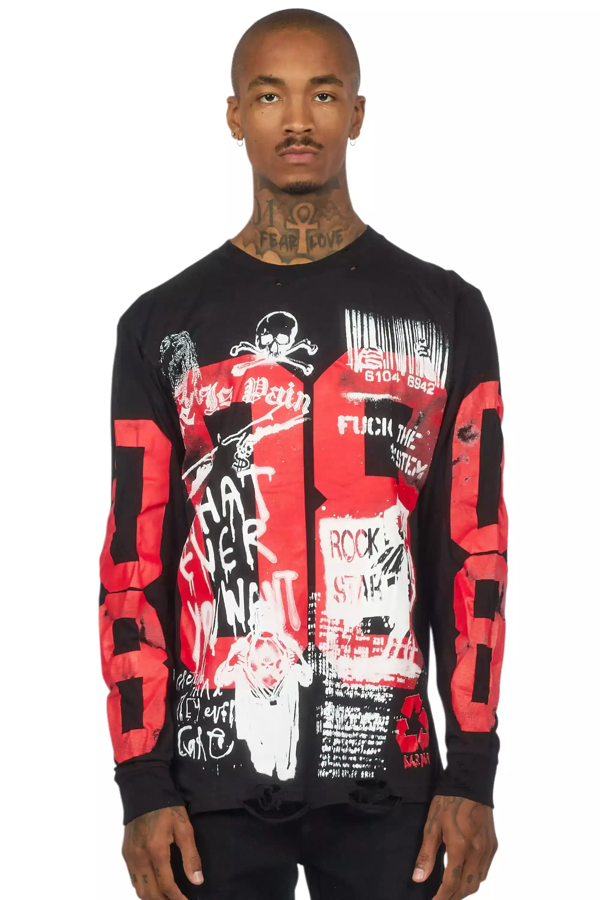 Grill Black/White Long Sleeve Graphic T-Shirt sold by Rockstar Original