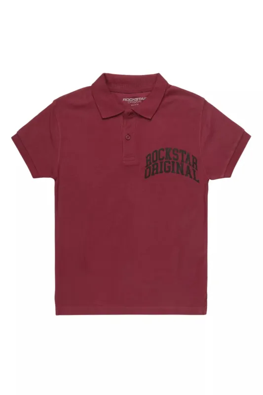 Boys Pete Burgundy/Black Polo sold by Rockstar Original