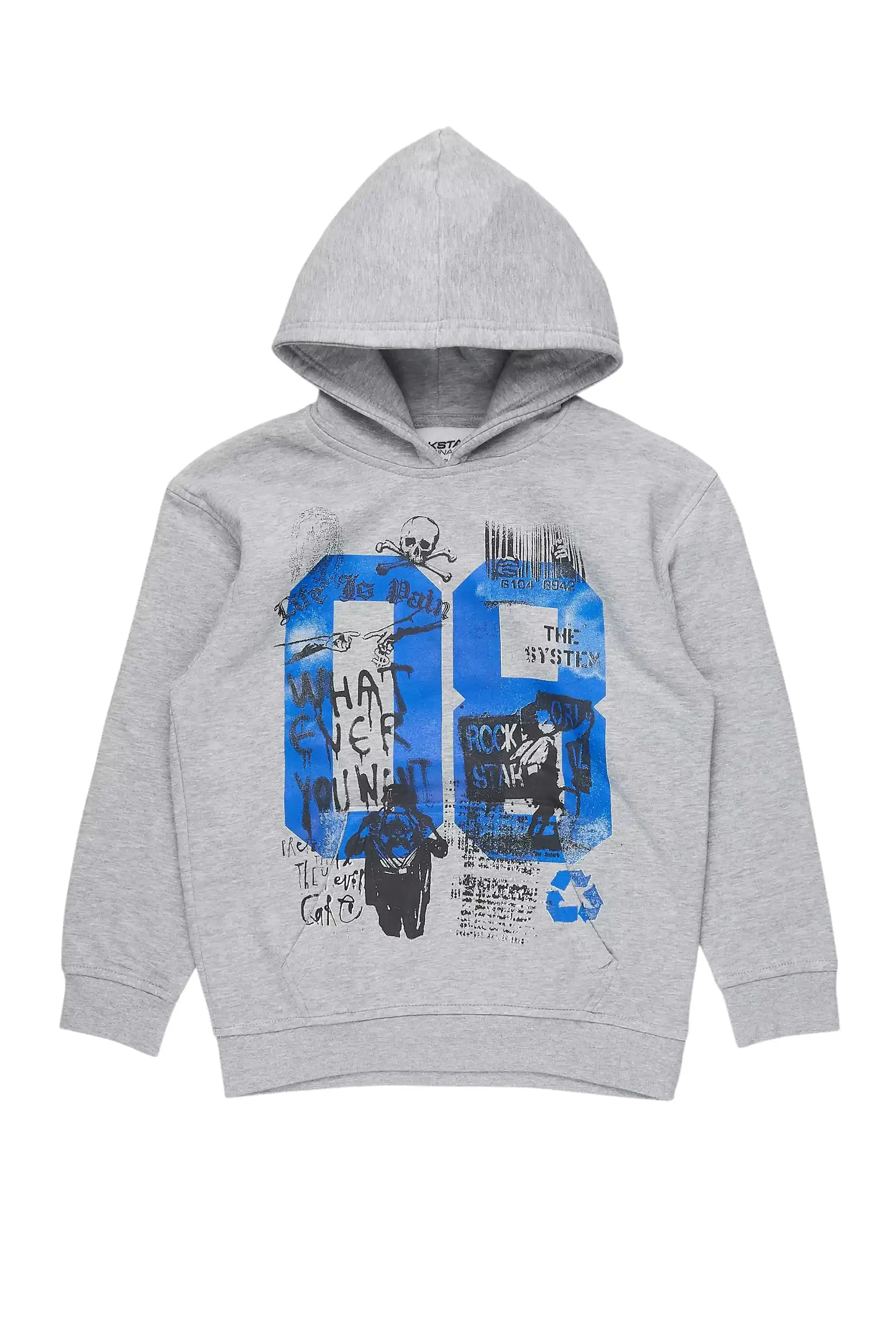 Boys Beau Grey/Blue Graphic Hoodie sold by Rockstar Original