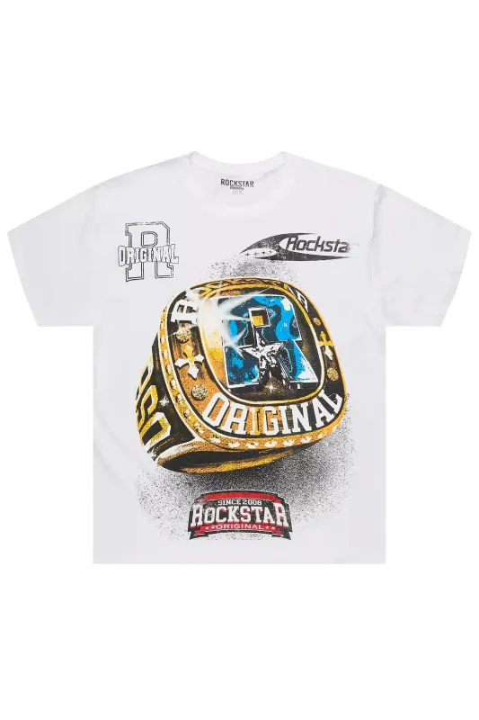 Gemchamp White Graphic T-Shirt sold by Rockstar Original