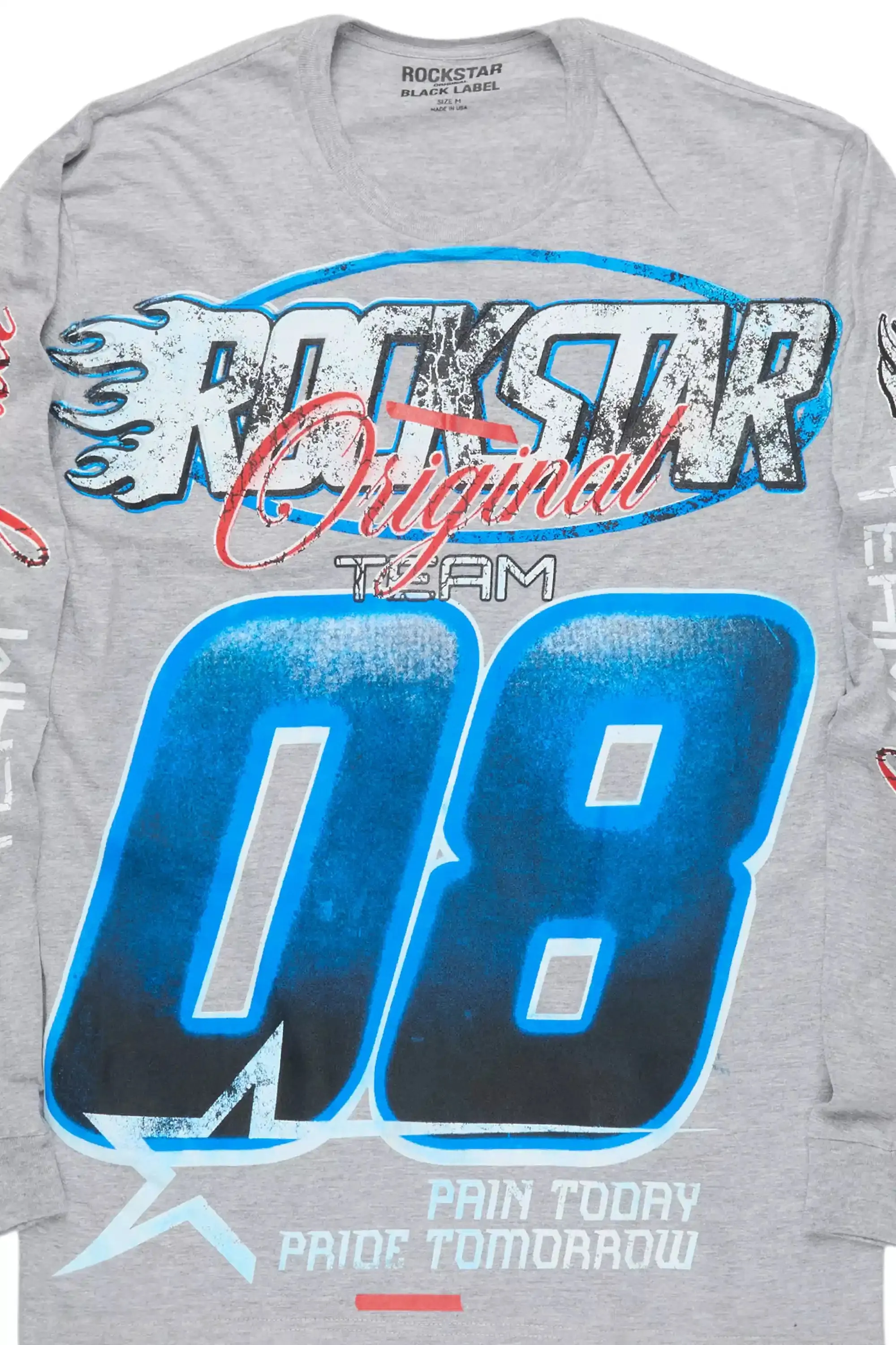 Ryker Heather Grey/Blue Long Sleeve Graphic T-Shirt sold by Rockstar Original product image thumbnail 2