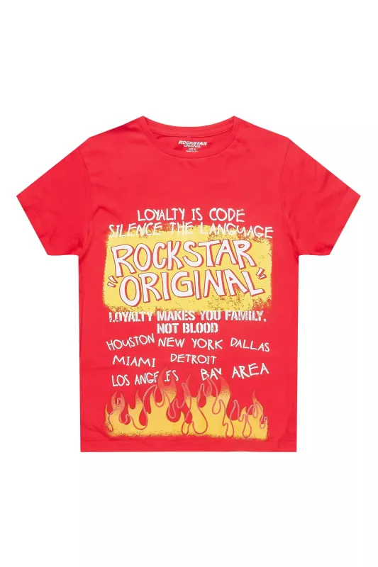 Boys Beno Red/Yellow Graphic T-Shirt sold by Rockstar Original