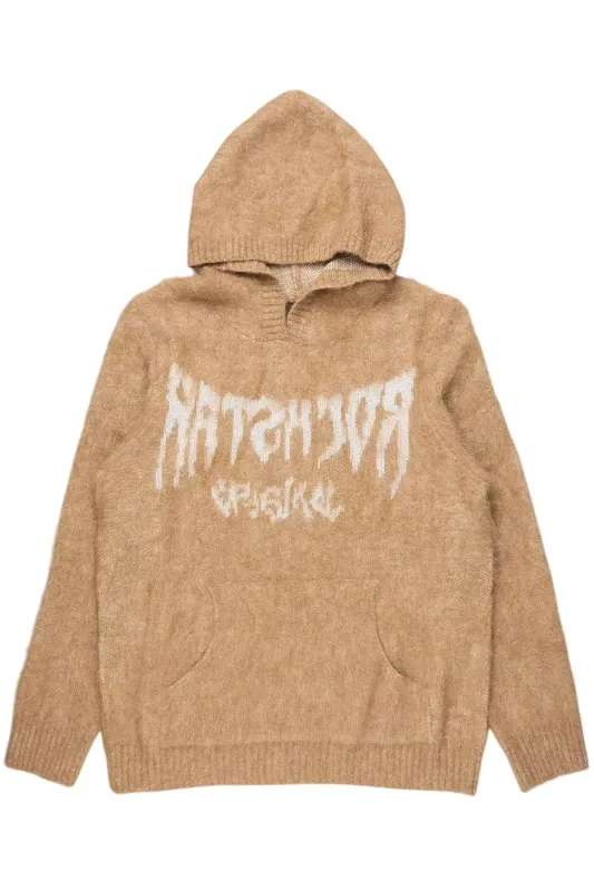 Andros Beige Graphic Knitted Hoodie sold by Rockstar Original