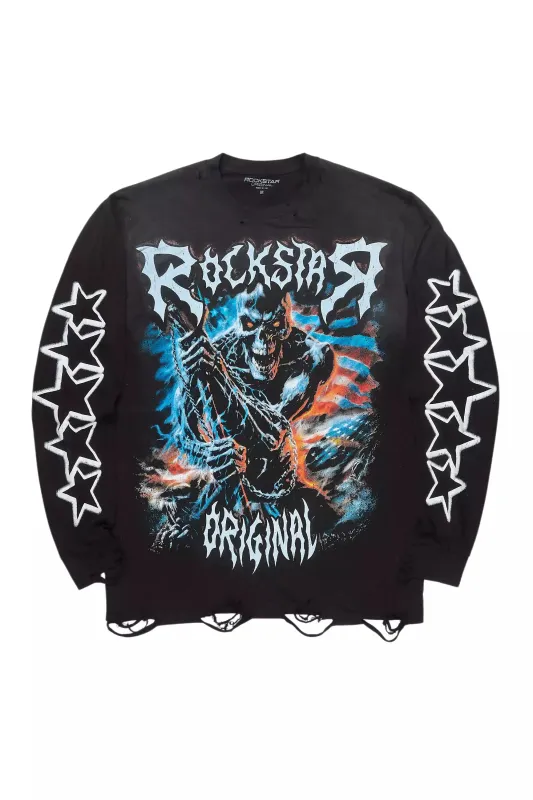 Krio Black/Multi Long Sleeve Graphic T-Shirt sold by Rockstar Original