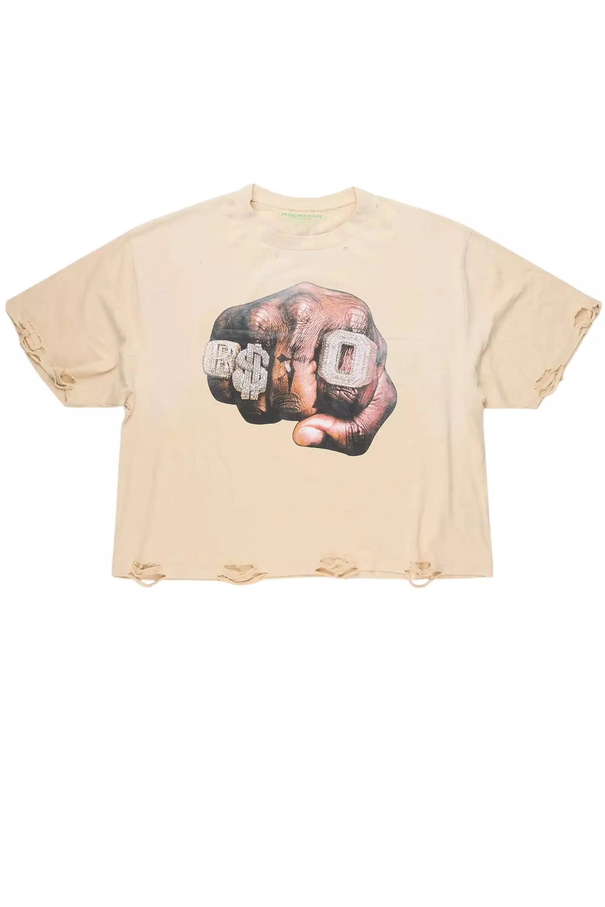 Janus Beige Boxy Crop T-Shirt sold by Rockstar Original