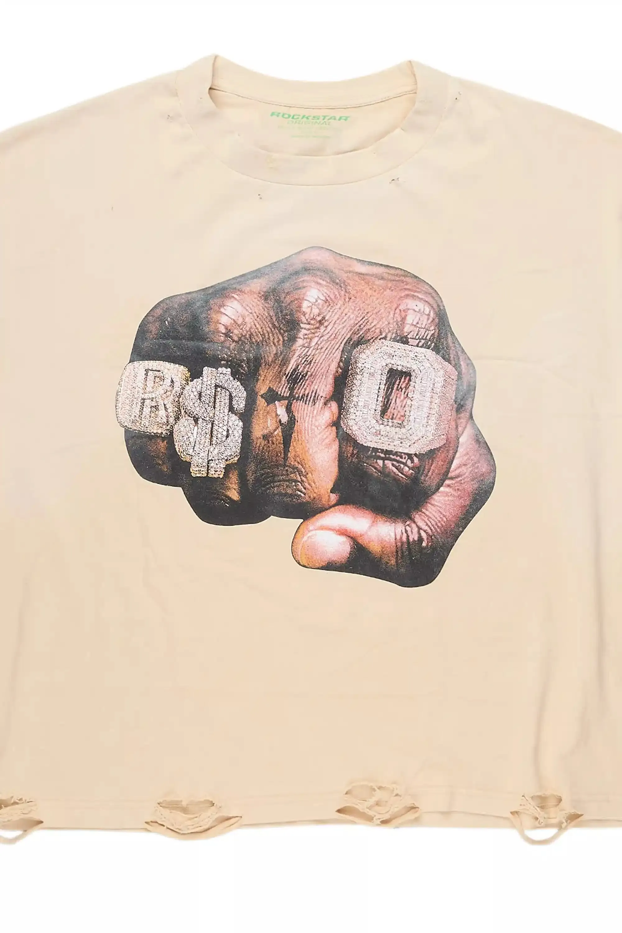 Janus Beige Boxy Crop T-Shirt sold by Rockstar Original product image thumbnail 2