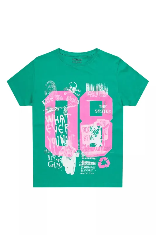 Girls Kammy Green/Pink Graphic T-Shirt sold by Rockstar Original
