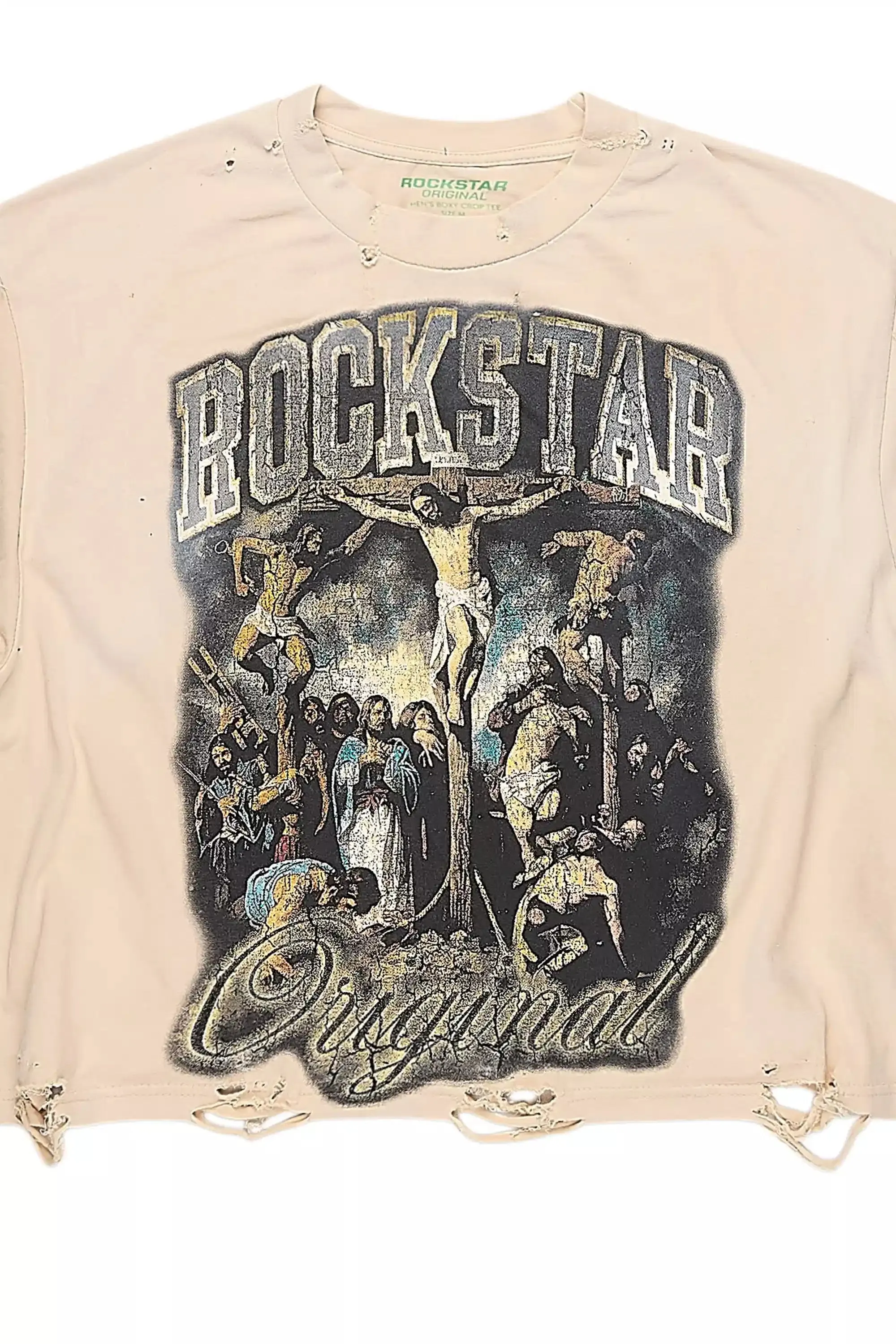 Waller Beige/Blue Boxy Crop T-Shirt sold by Rockstar Original product image thumbnail 2