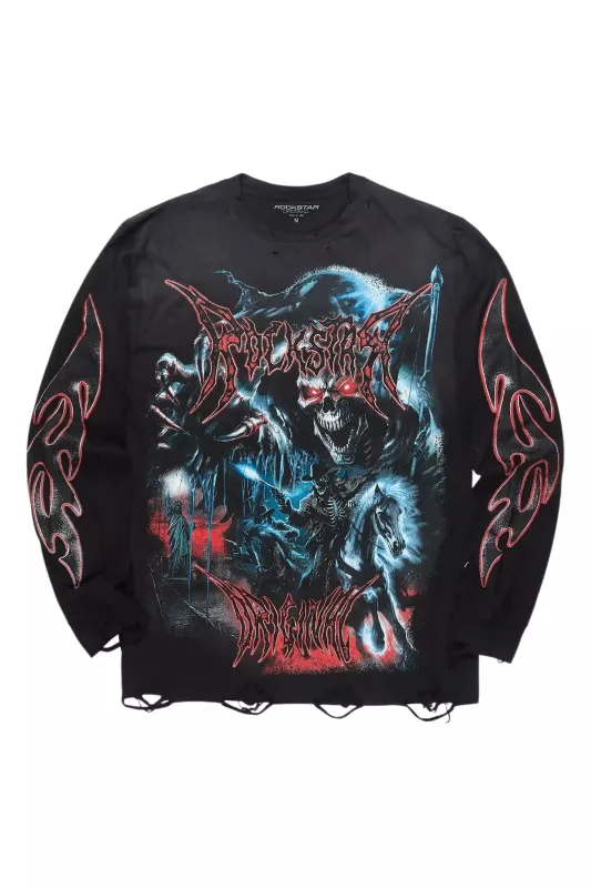 Rix Black/Red Long Sleeve Graphic T-Shirt sold by Rockstar Original