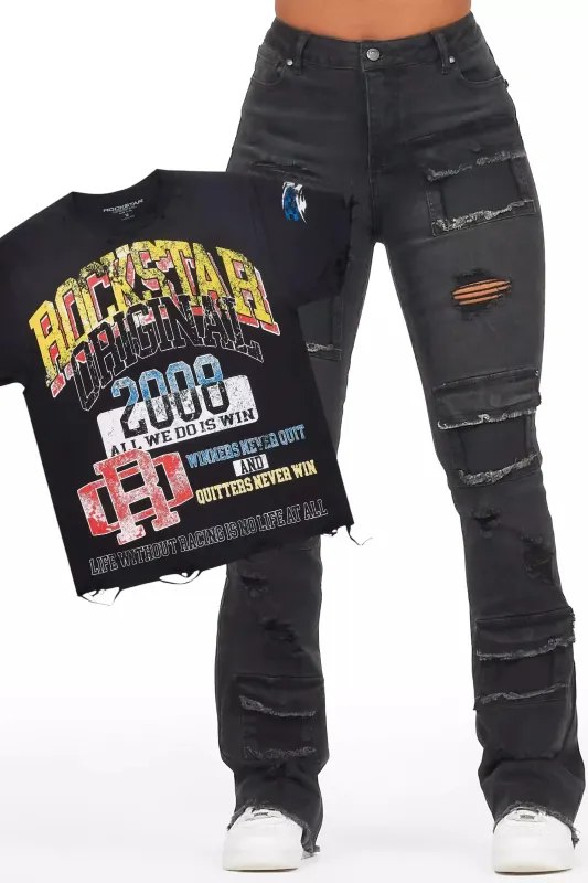 Tamikia Black Tee & Antione Black Jean Set sold by Rockstar Original