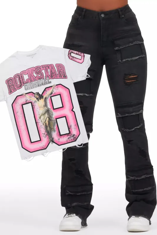 Tariqa White/Pink Tee & Antione Black Jean Set sold by Rockstar Original