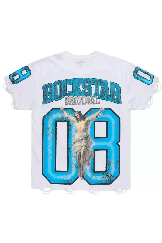 Tariqa White/Blue Oversized T-Shirt sold by Rockstar Original