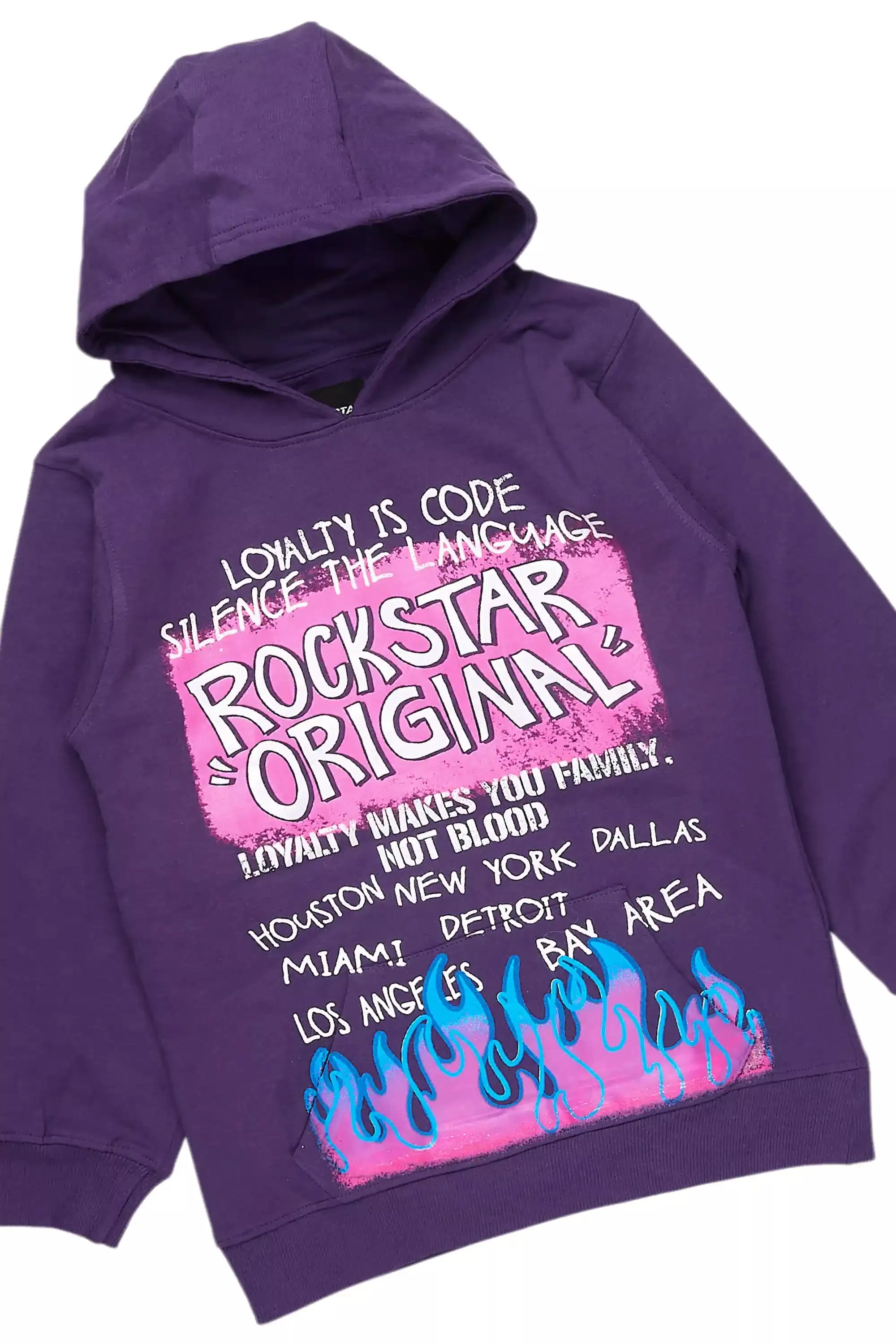 Girls Bridgette Purple/Pink Hoodie Stacked Flare Track Set sold by Rockstar Original product image thumbnail 2